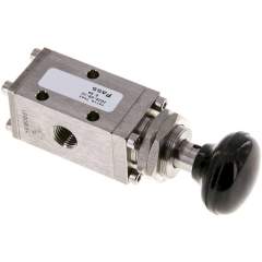 T-05-311-ESG. 3/2-way (NC/NO) Button actuated valve, G 1/4", spring return