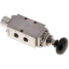 T-05-511-ESG. 5/2-way Button actuated valve, G 1/4", spring return