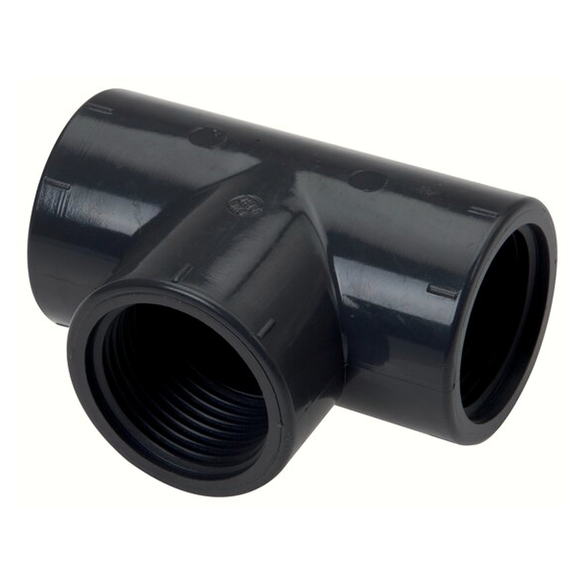 Tee fitting, thread Rp 2-1/2", length 83 mm, outside diameter 89 mm, PVC-U