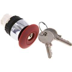 Airtec T-2215-R. Actuator attachment 22mm, Emergency Stop button, with 2 keys (simultaneous locking) (red)