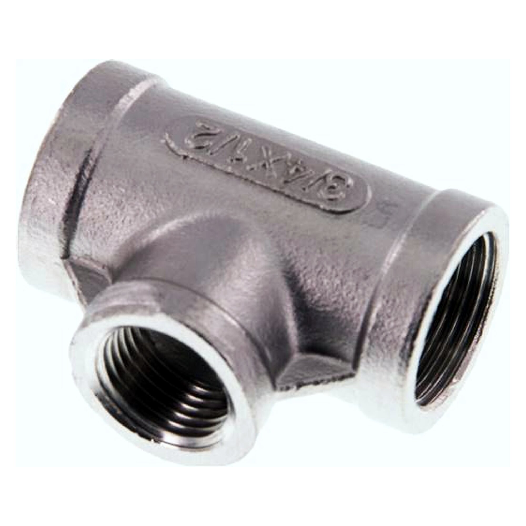 Tee fitting, thread Rp 3/4" to second thread Rp 1/2", PN 16 bar, stainless steel 1.4408