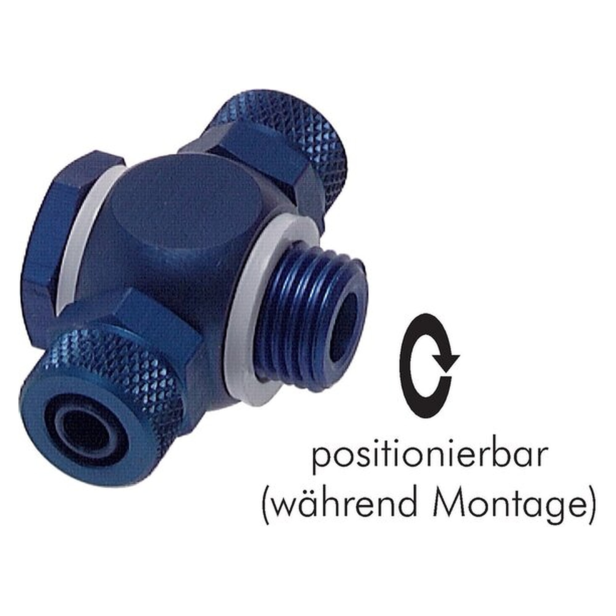 Tube fitting, tee design, with banjo bolt, male thread G 1/4", tube 11.6x9 mm, aluminium