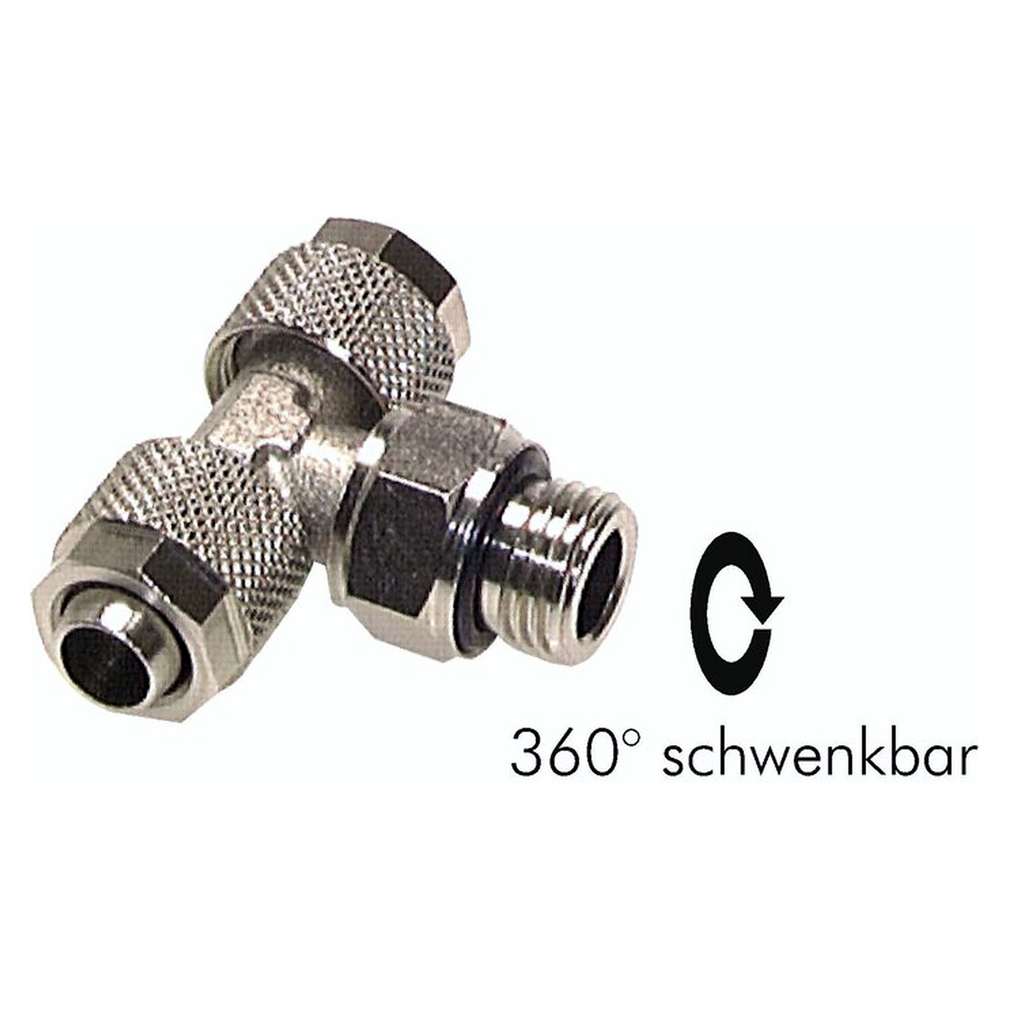 Rotary tube fitting, tee design, male thread G 1/8", tube 8x6 mm, nickel plated brass