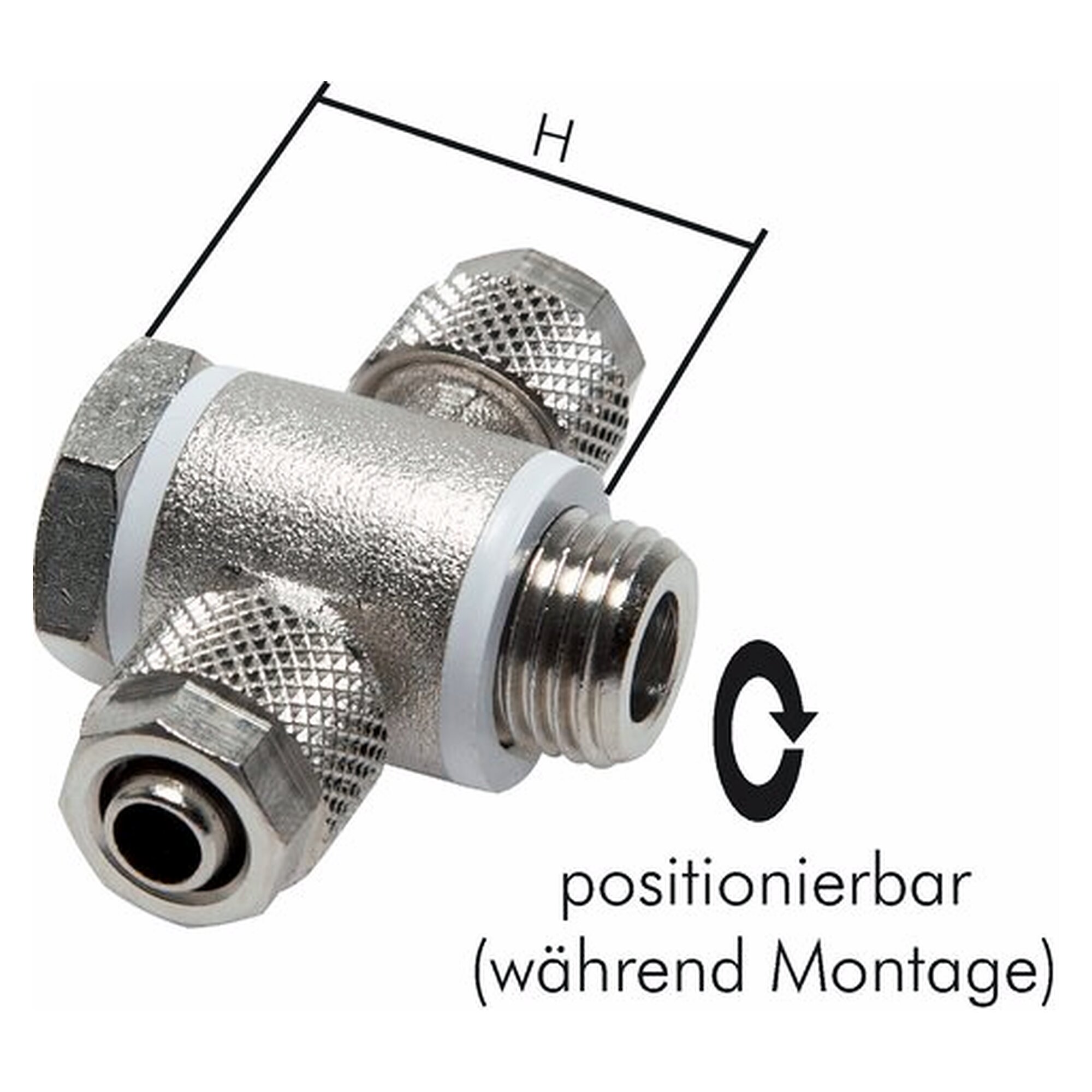 Schlauchverschraubung, T-Form, mit Hohlschraube, Gewinde G 1/8", Schlauch 5x3 mm, Messing vernickelt