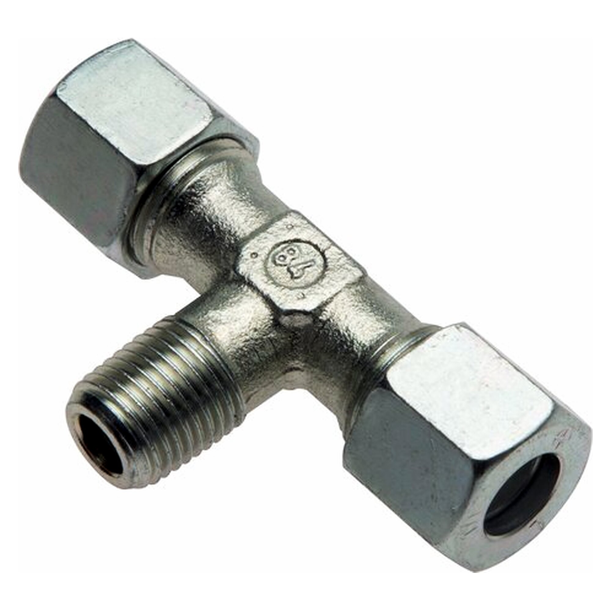 T-Einschraubverschraubung, R 1/4", Rohr 8 L, Stahl verzinkt, leichte Baureihe