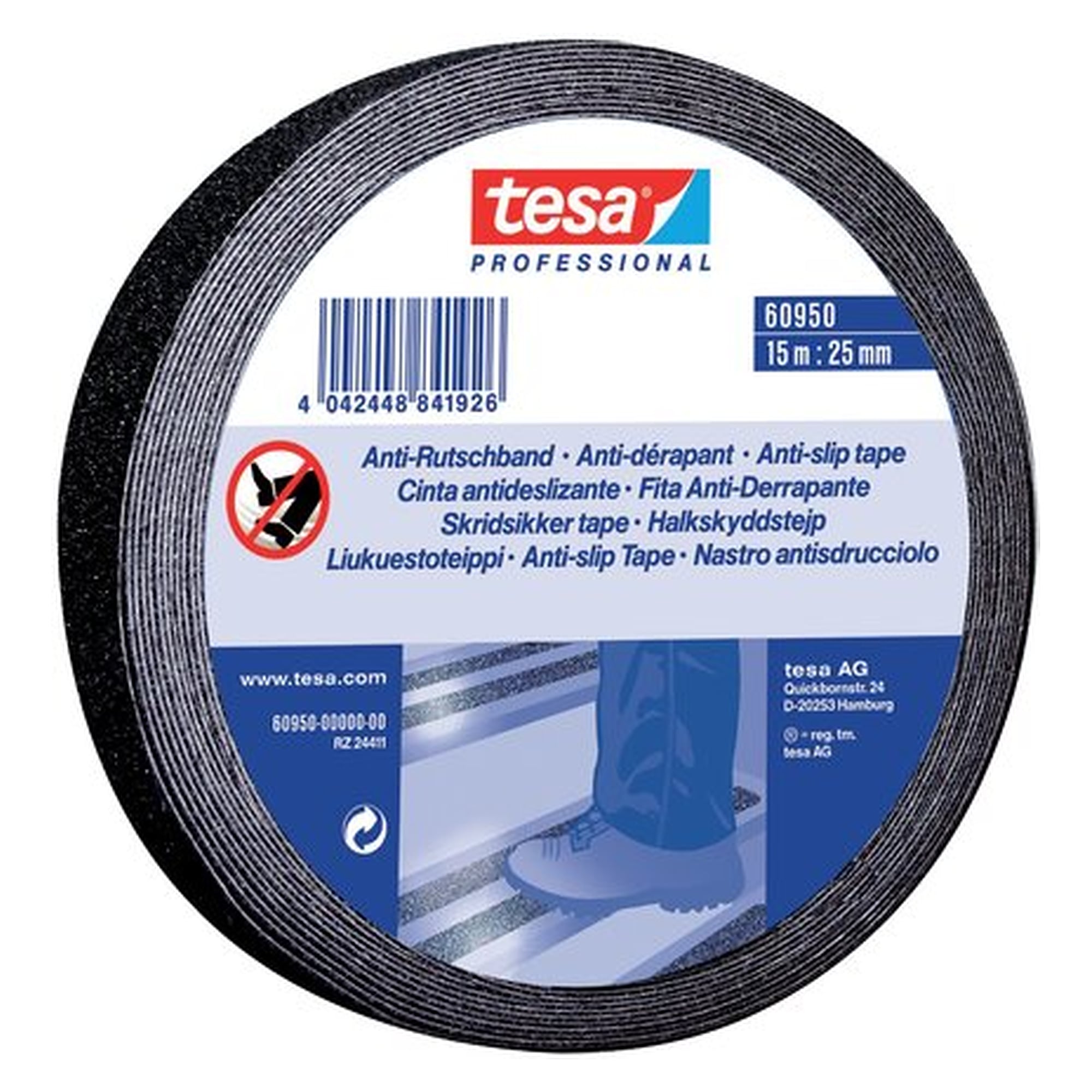 Tesa Anti-Rutschklebeband, 25mm/15mtr., schwarz, Rollenbreite 25 mm