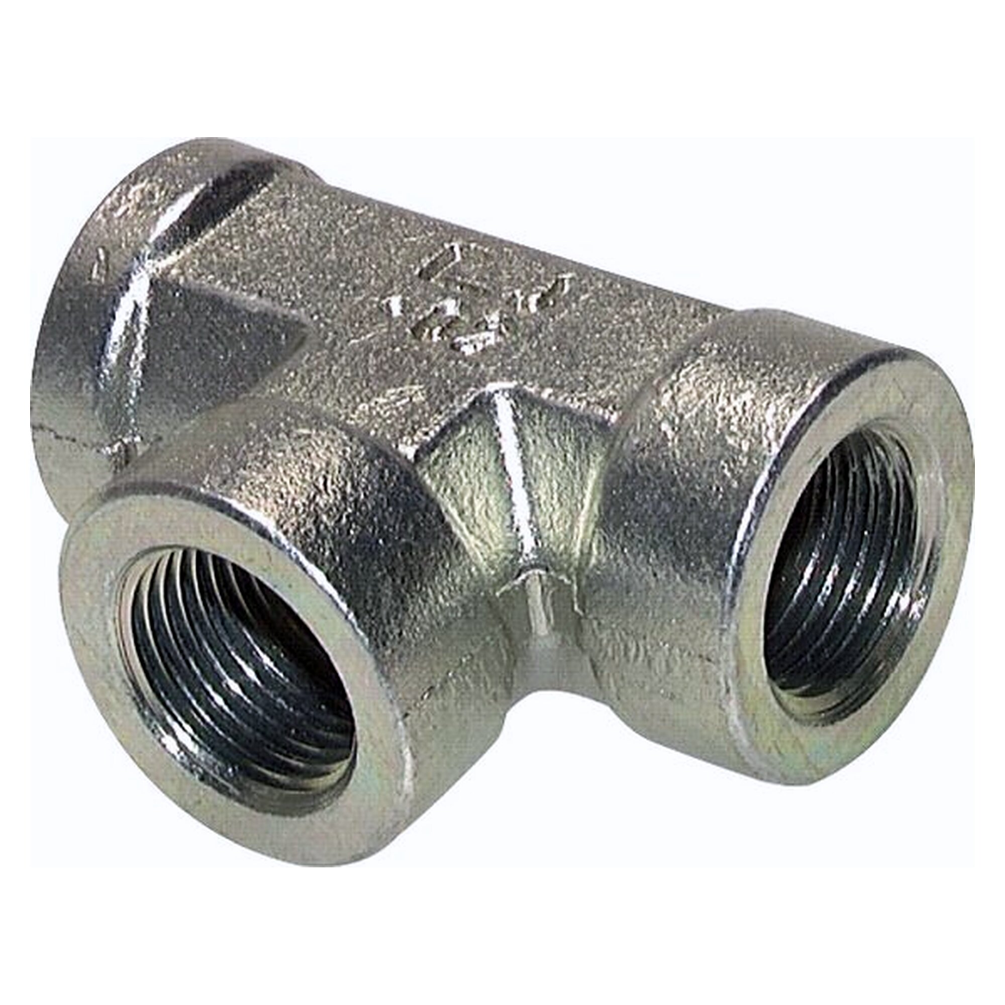 High pressure tee fitting, thread G 1-1/4", PN 160 bar, zinc plated steel