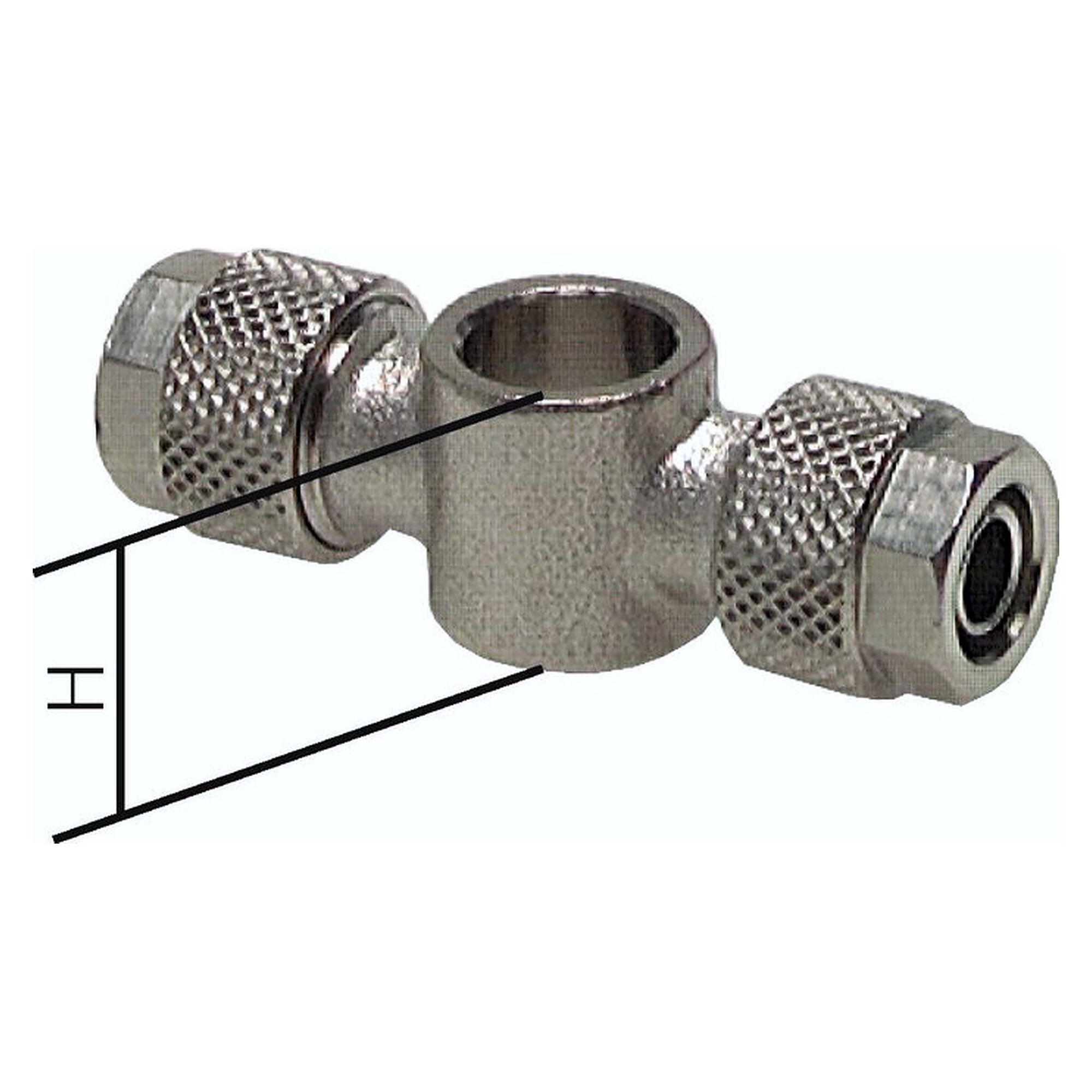 Banjo body, for banjo bolt G 1/8", tube 4.3x3 mm, nickel plated brass, height h 14.5