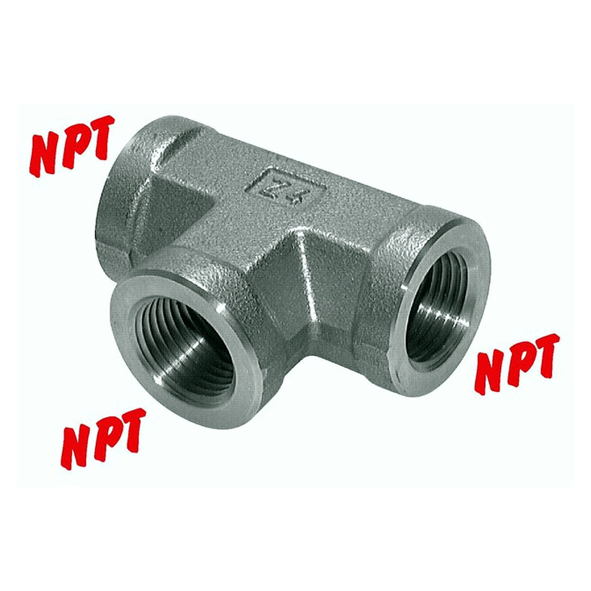 Hochdruck-T-Stück, Gewinde NPT 1", PN 140 bar, Edelstahl V4A