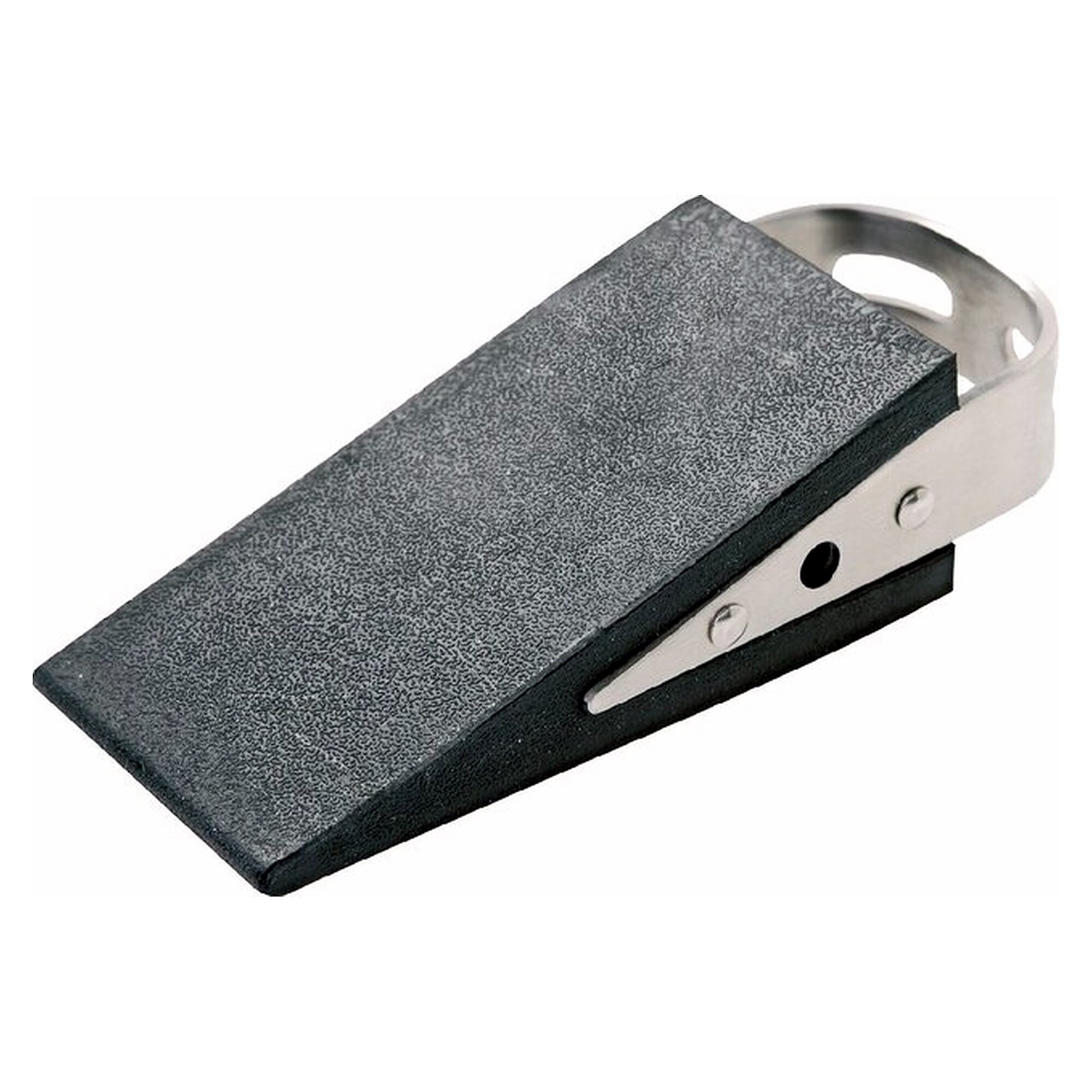 Türstopper, Türstopper in Keilform, Gummi, schwarz, mit Edelstahl-Handgriff