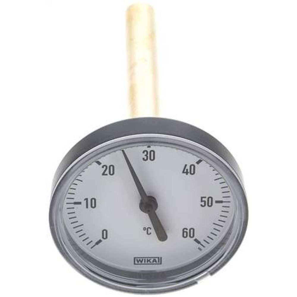 Wika TW 6063100 KU Bimetallthermometer, waagerecht D63/0 bis +60°C/100mm
