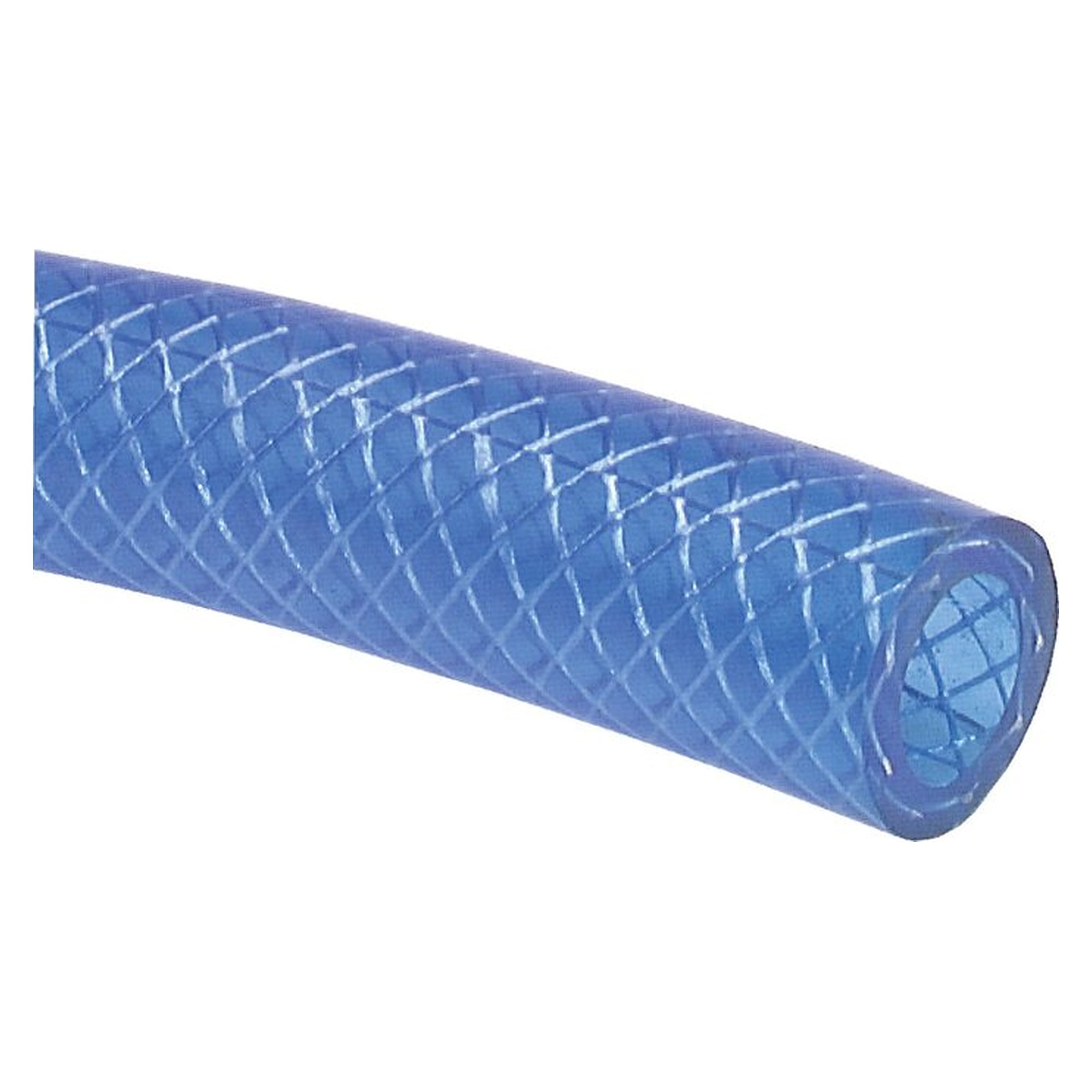 PVC-Gewebeschlauch, 9 (3/8") x 15 mm, blau-transparent, 10 mtr. Rolle