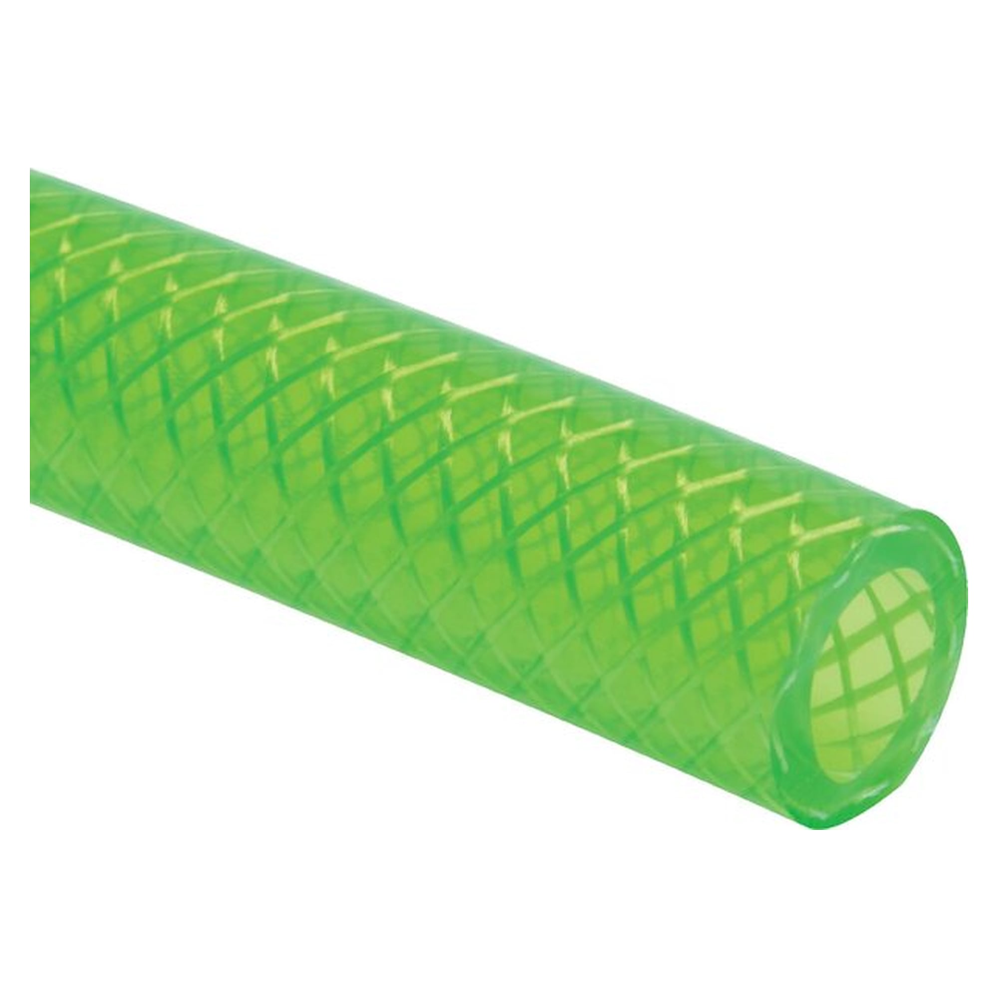 PVC fabric hose, 6 (1/4") x 12 mm, luminous green and transparent, roll of 10 m