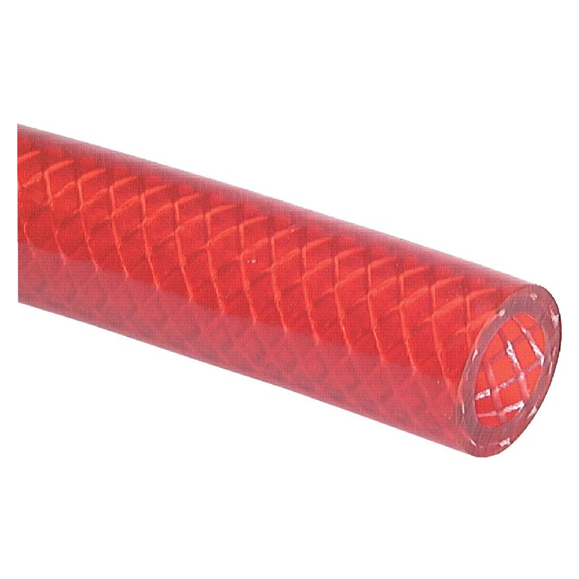 PVC-Gewebeschlauch, 6 (1/4") x 12 mm, rot-transparent, Meterware (von 50 mtr.-Rolle)