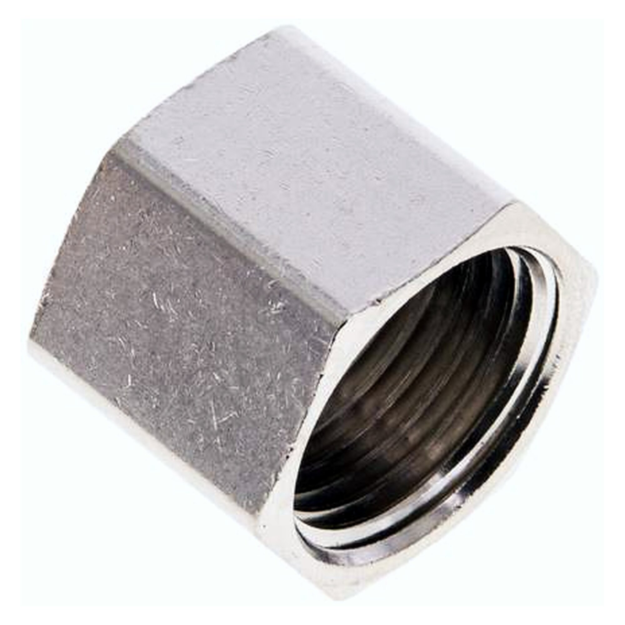 Union nut, thread G 1/2", length 19.5 mm, nickel plated brass, width across flats 24 mm