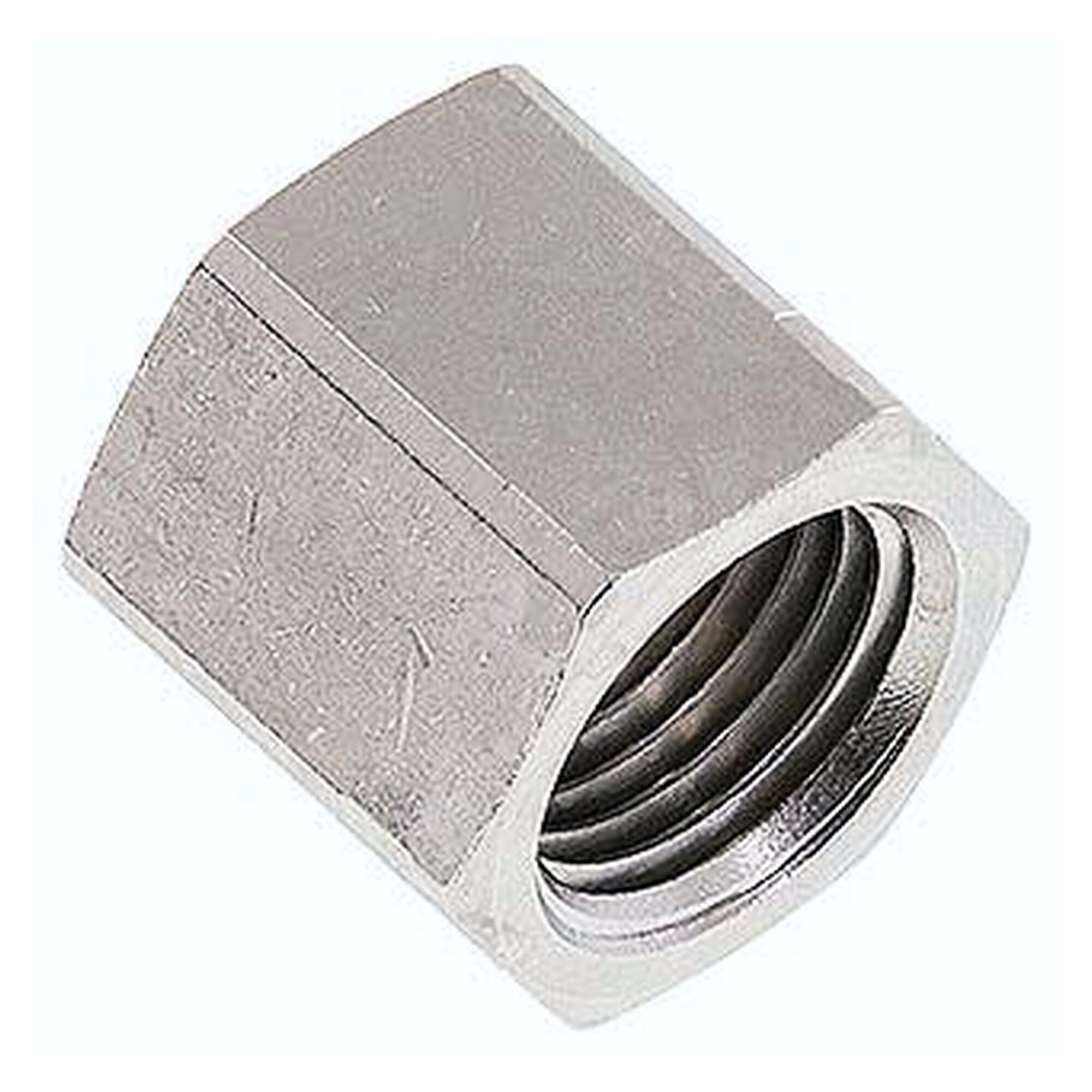 Union nut, thread G 1/4", length 15.5 mm, nickel plated brass, width across flats 17 mm, 4 / 6