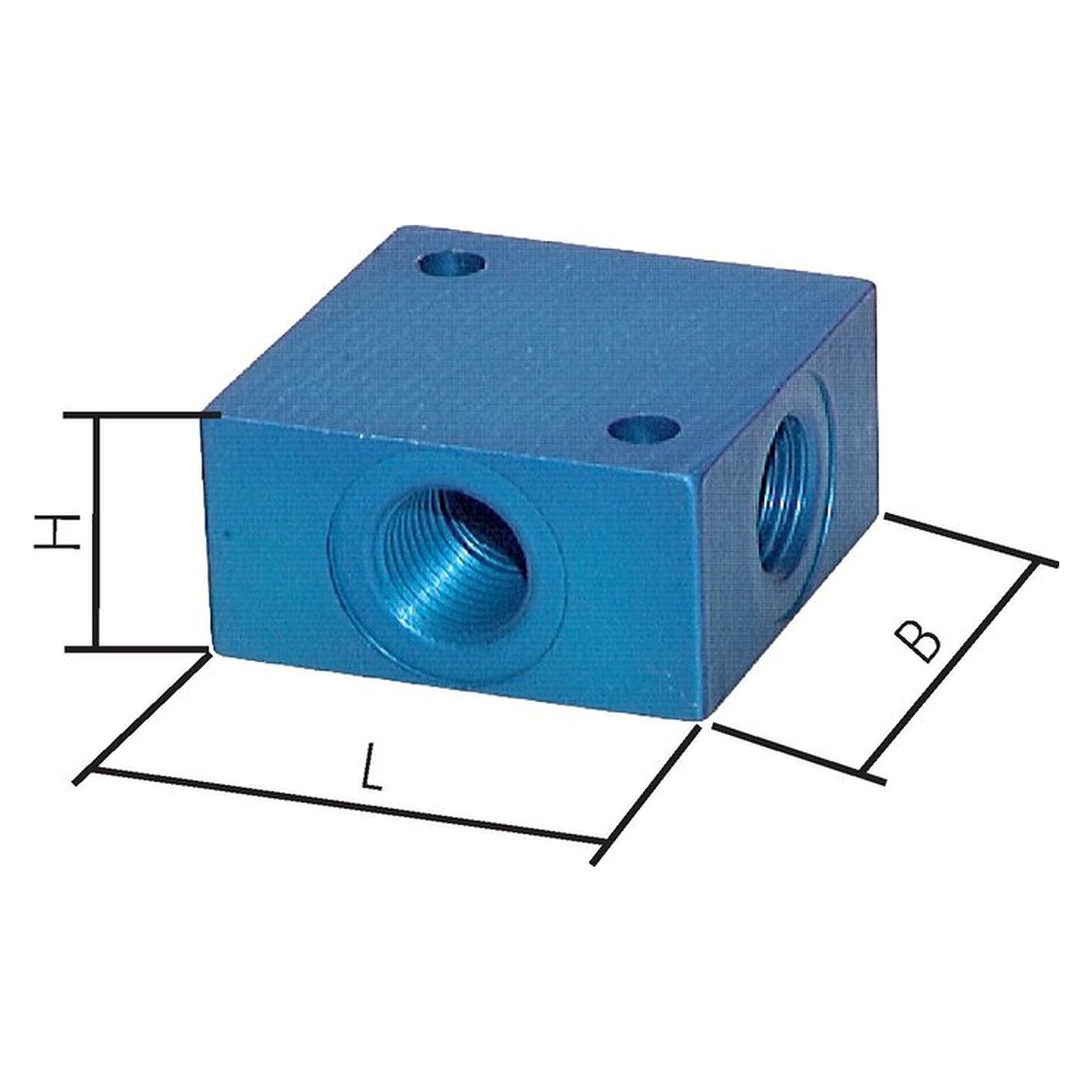 Cross distributor, thread 4x G 1/8", length 25 mm, aluminium, for several consumers