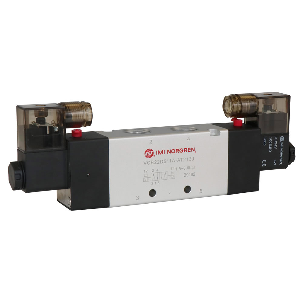 Magnetventil VCB22 in 5/3-Ausführung APB für Rohreinbau, G1/2, 2400 l/min - Norgren VCB22D611A-AD213J