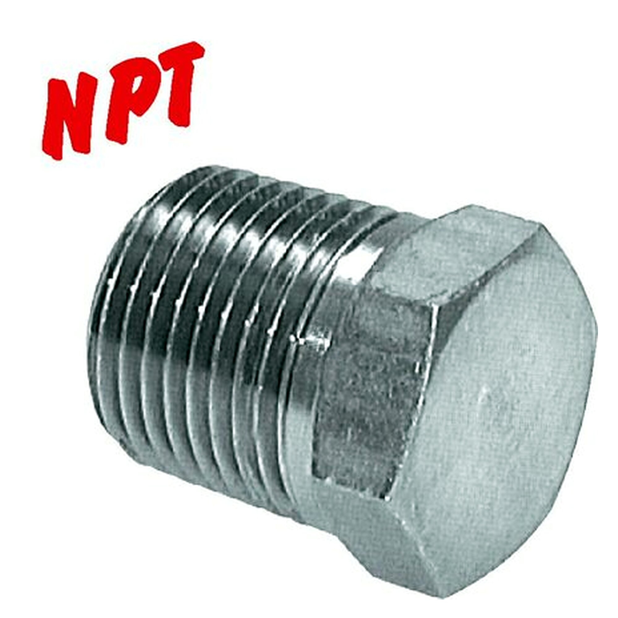 High pressure sealing plug, with external hexagon, thread NPT 1", PN 140 bar, zinc plated steel