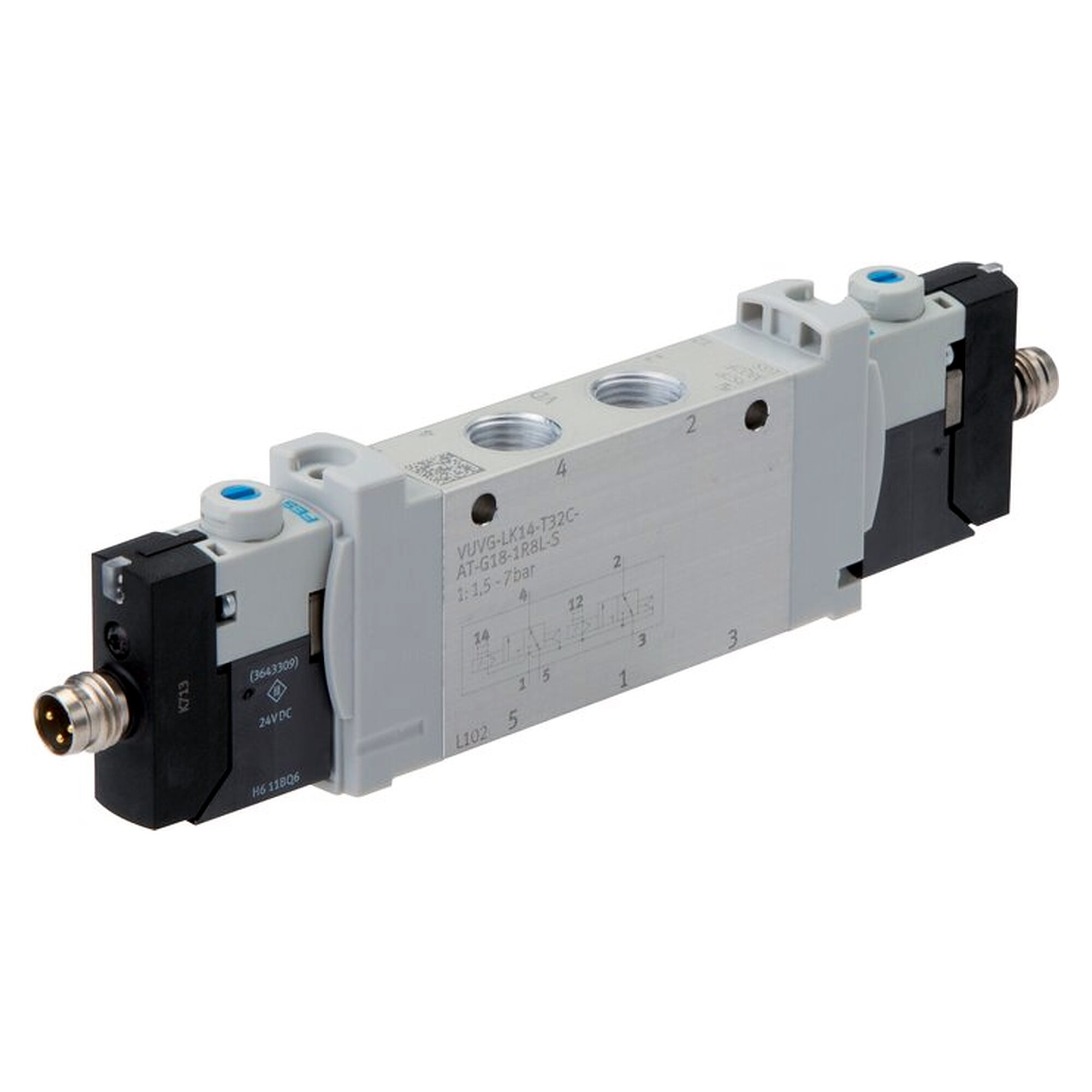 3/2-Wege Magnetventil, 2x 3/2-Wege (NC/NC), M 8-Stecker (3-polig) mit LED und Schutzbeschaltung