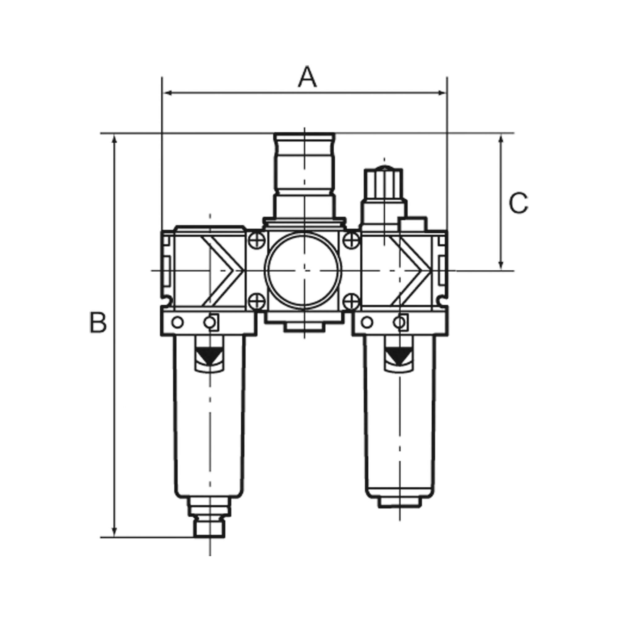 Wartungseinheit 3-tlg. »variobloc«, mit PC-Behälter, BG 1, G 3/8 - Riegler 100713