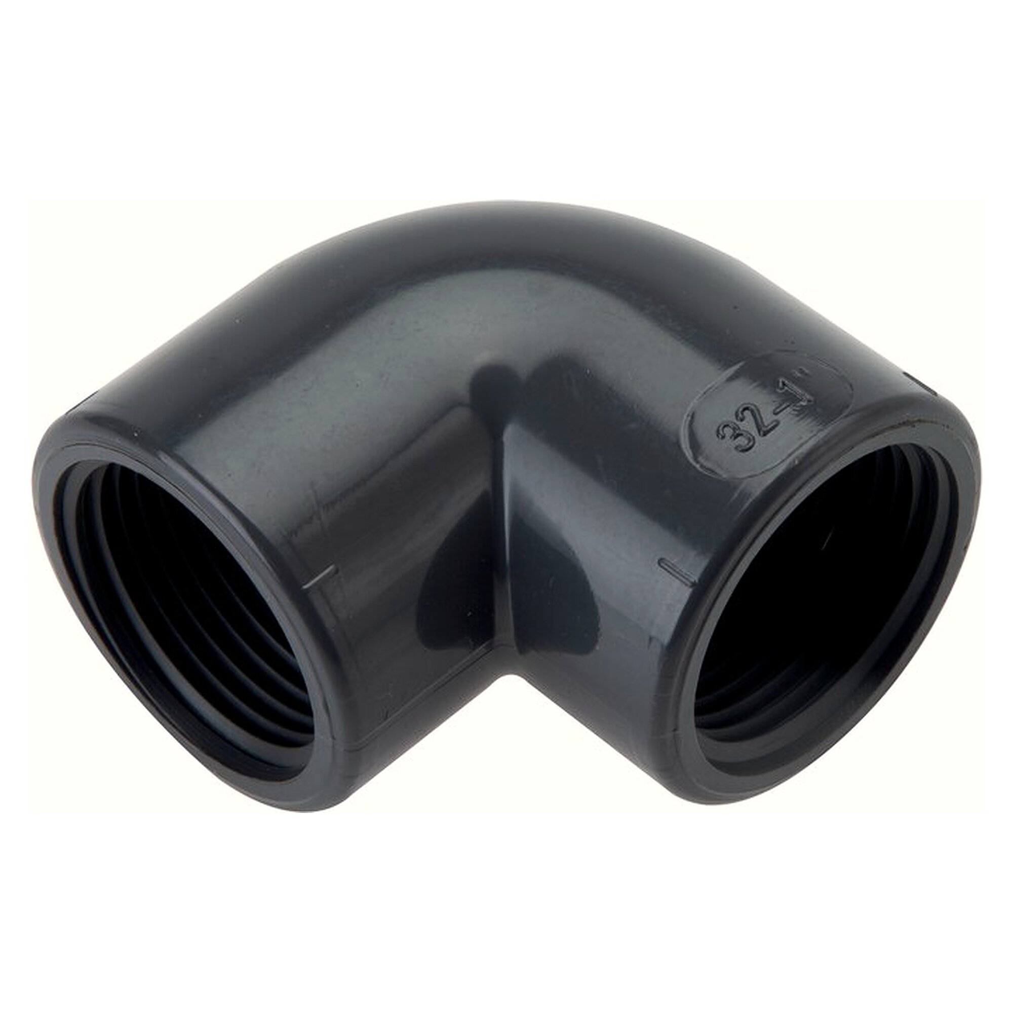90° elbow, thread Rp 2", length 72 mm, outside diameter 77 mm, PVC-U