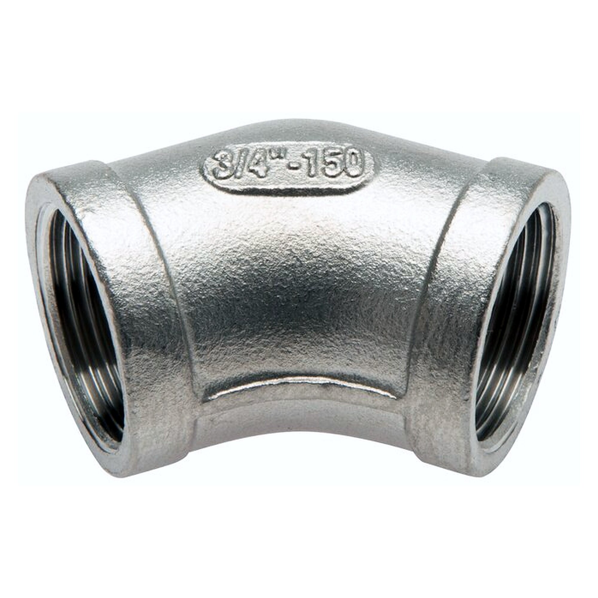 45° elbow, thread Rp 1/4", PN 16 bar, stainless steel 1.4408, change of direction in pipework