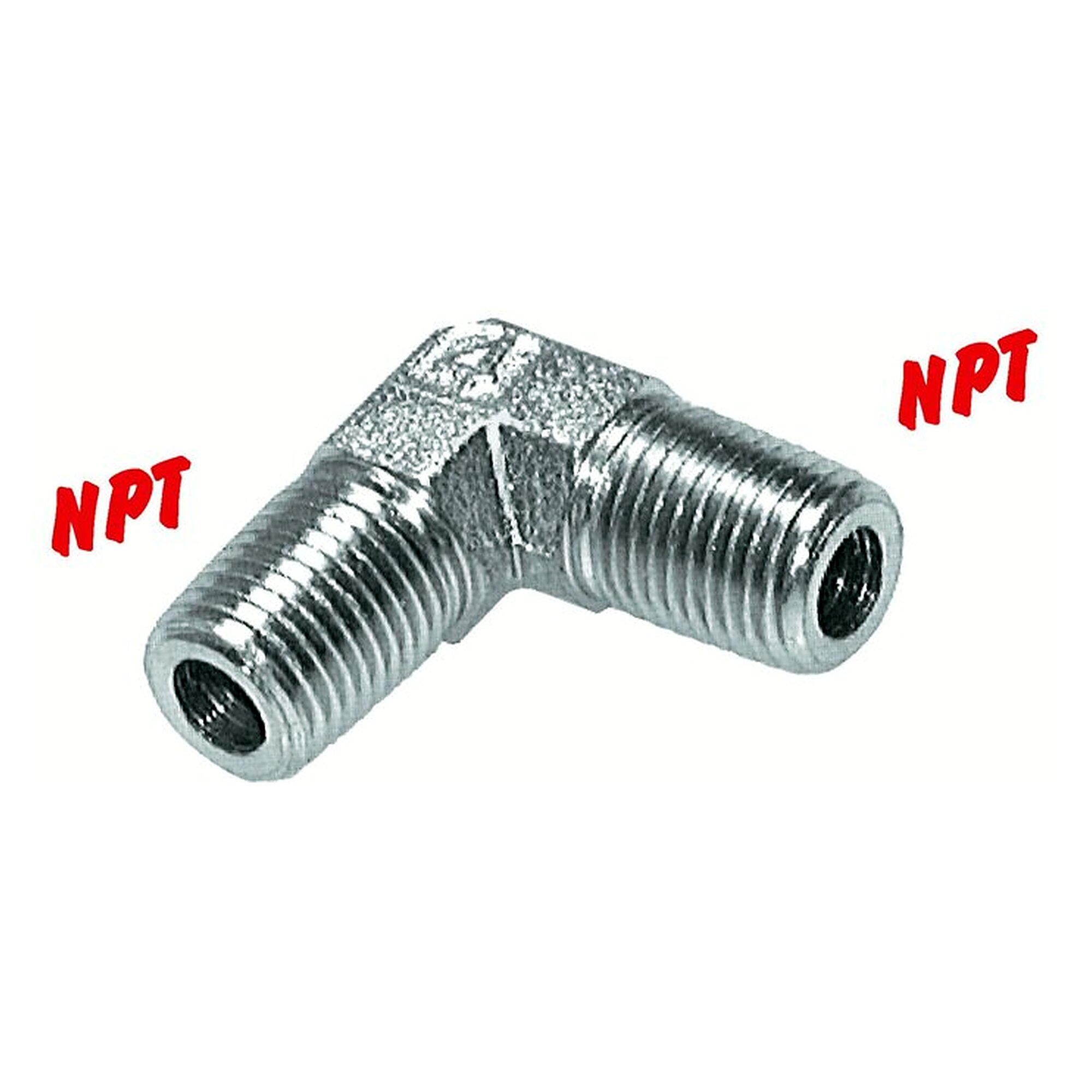 Hochdruck-90°-Winkel, Gewinde NPT 1/2", PN 225 bar, Stahl verzinkt