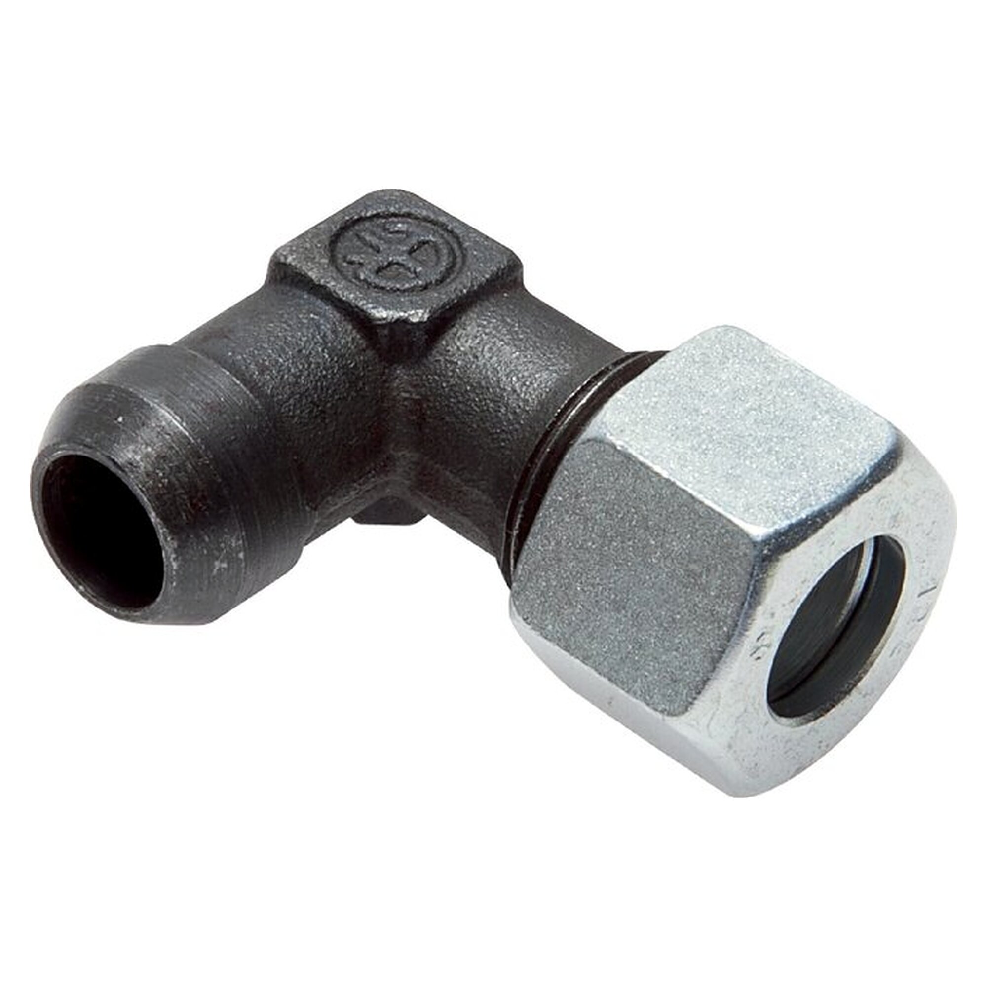 Anschweißverschraubung, Winkelform, Rohr 8 S (M16x1,5), Anschweißstutzen 13 mm, Stahl phosphatiert