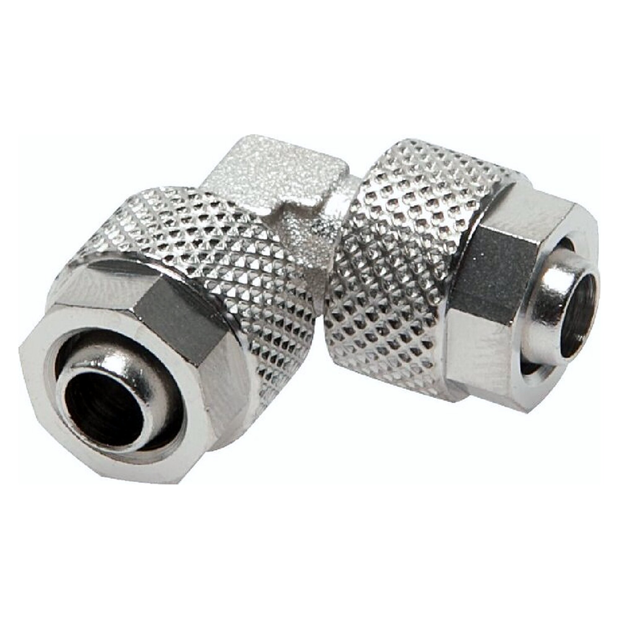Tube fitting, elbow design, tube 6x4 mm, nickel plated brass