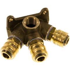 Wanddose mit 2x G 1/2" und 3x Kupplungsdosen NW 7,2