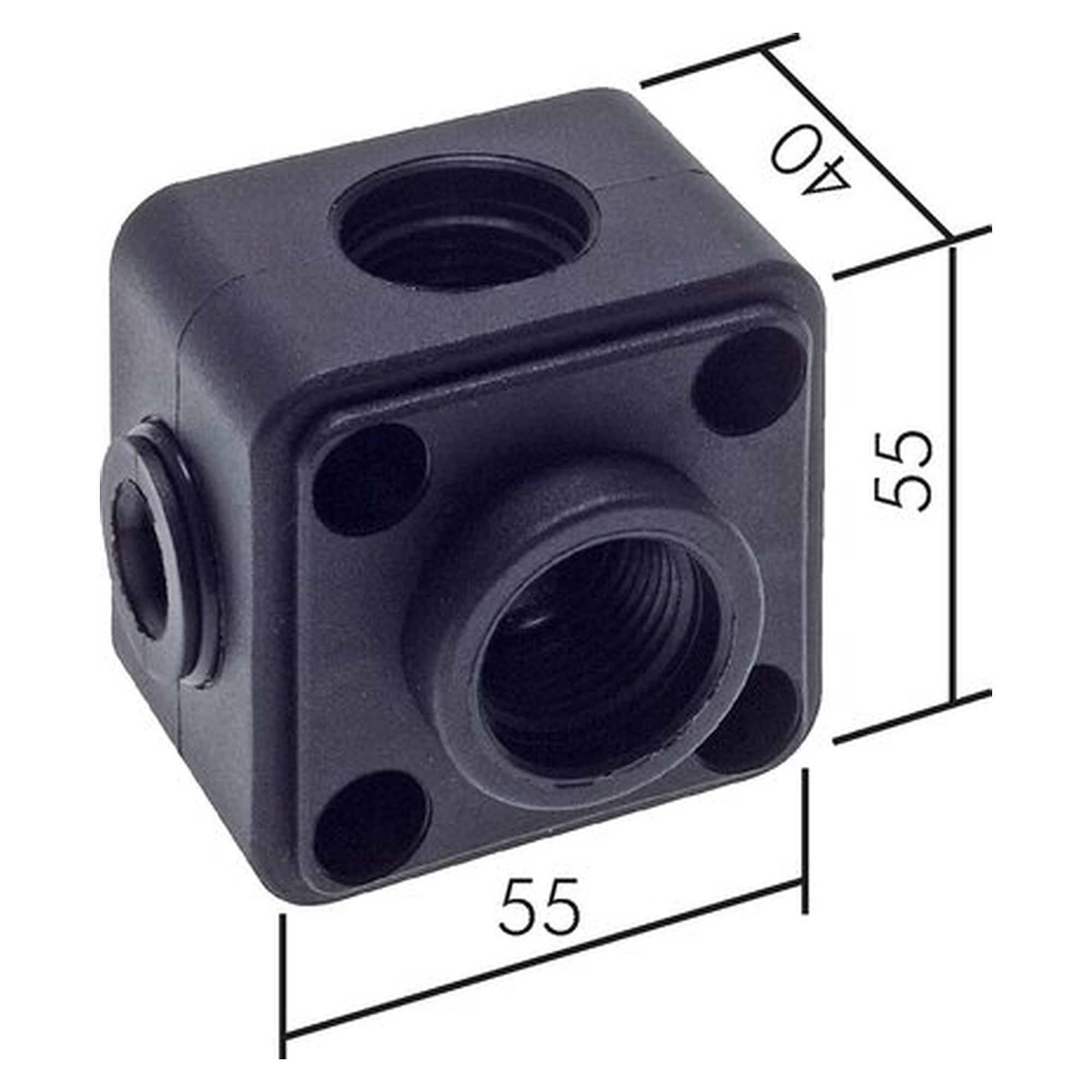 Wall distribution box, thread at top and at front 2x G 1/2", Kunststoff, for several consumers