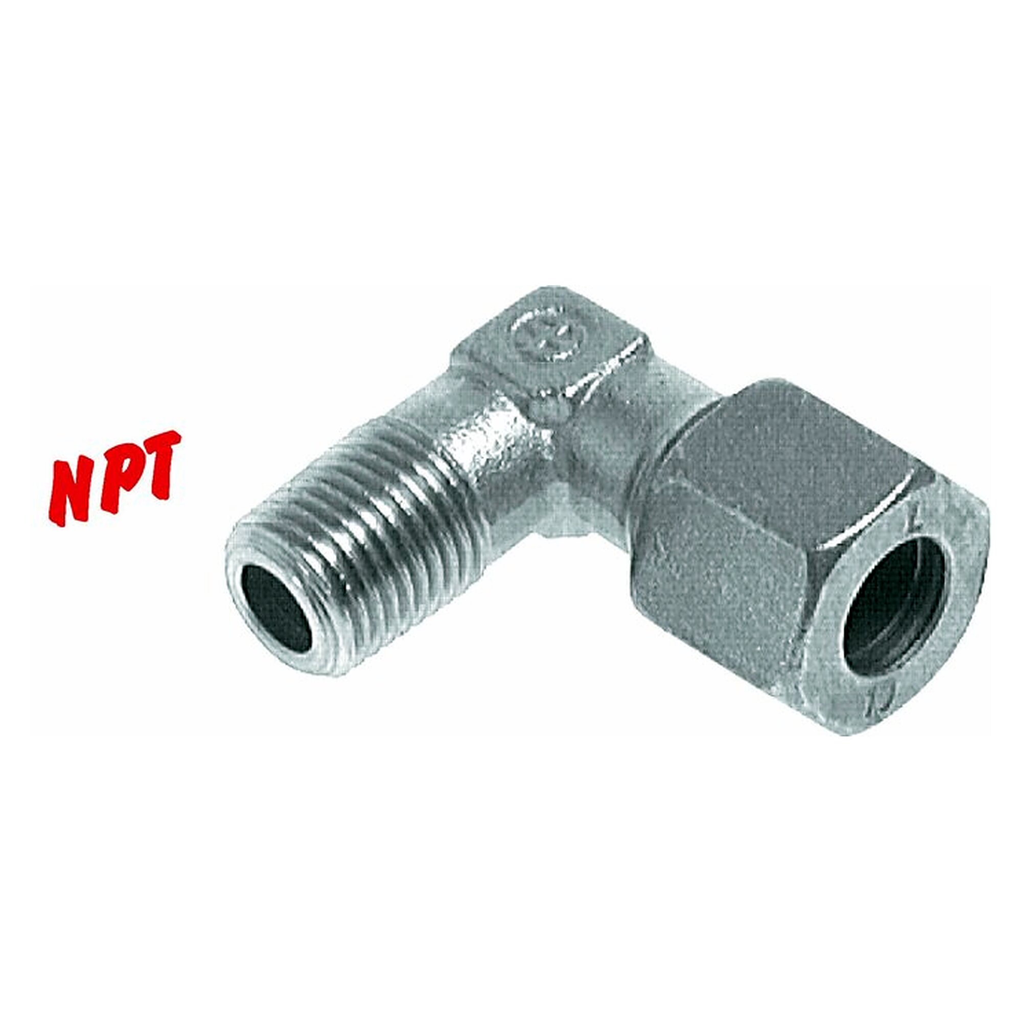 Male stud elbow coupling, NPT 1", tube 28 L, zinc-plated steel