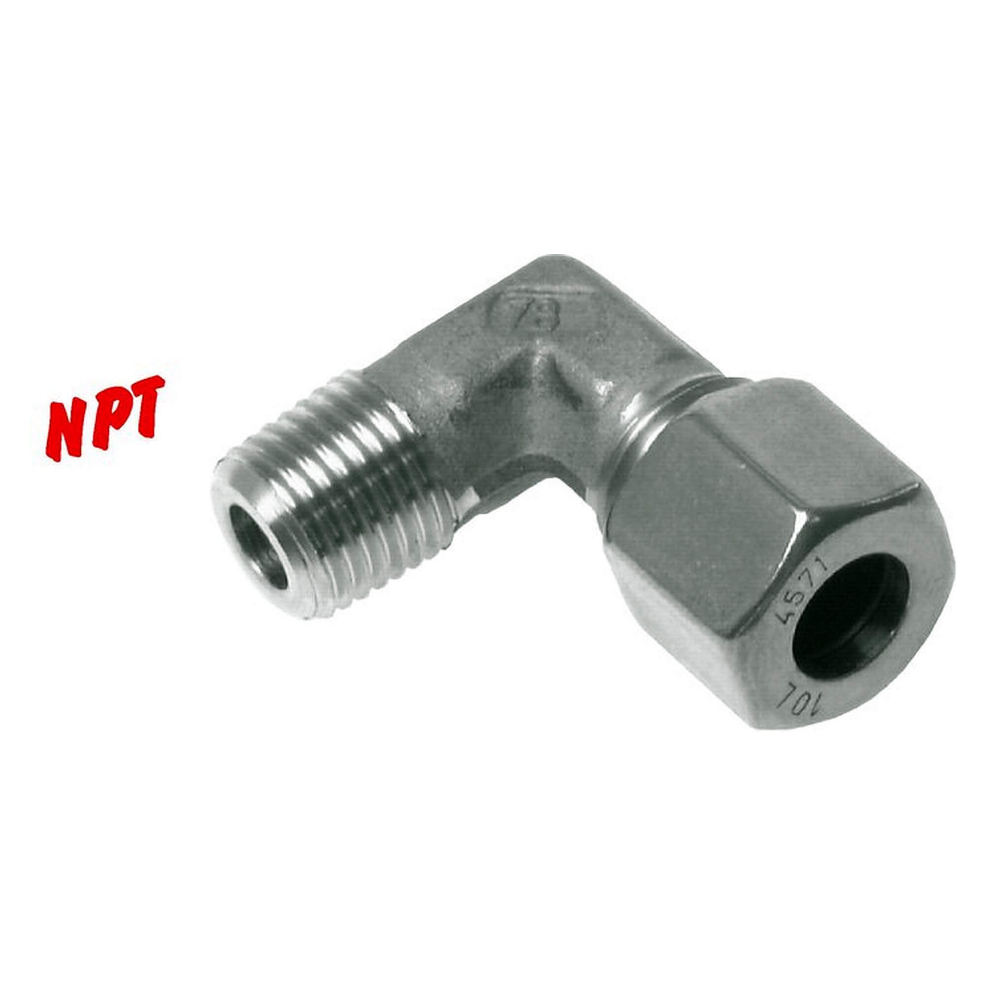 Male stud elbow coupling, NPT 1/8", tube 6 LL, stainless steel 1.4571