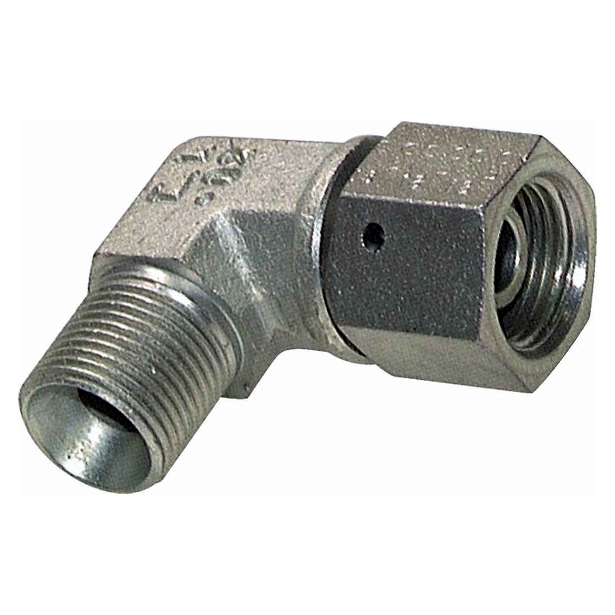 90°-Einschraubwinkel, mit 60°-Kegel, Gewinde G 3/4", PN 175 bar, Stahl verzinkt