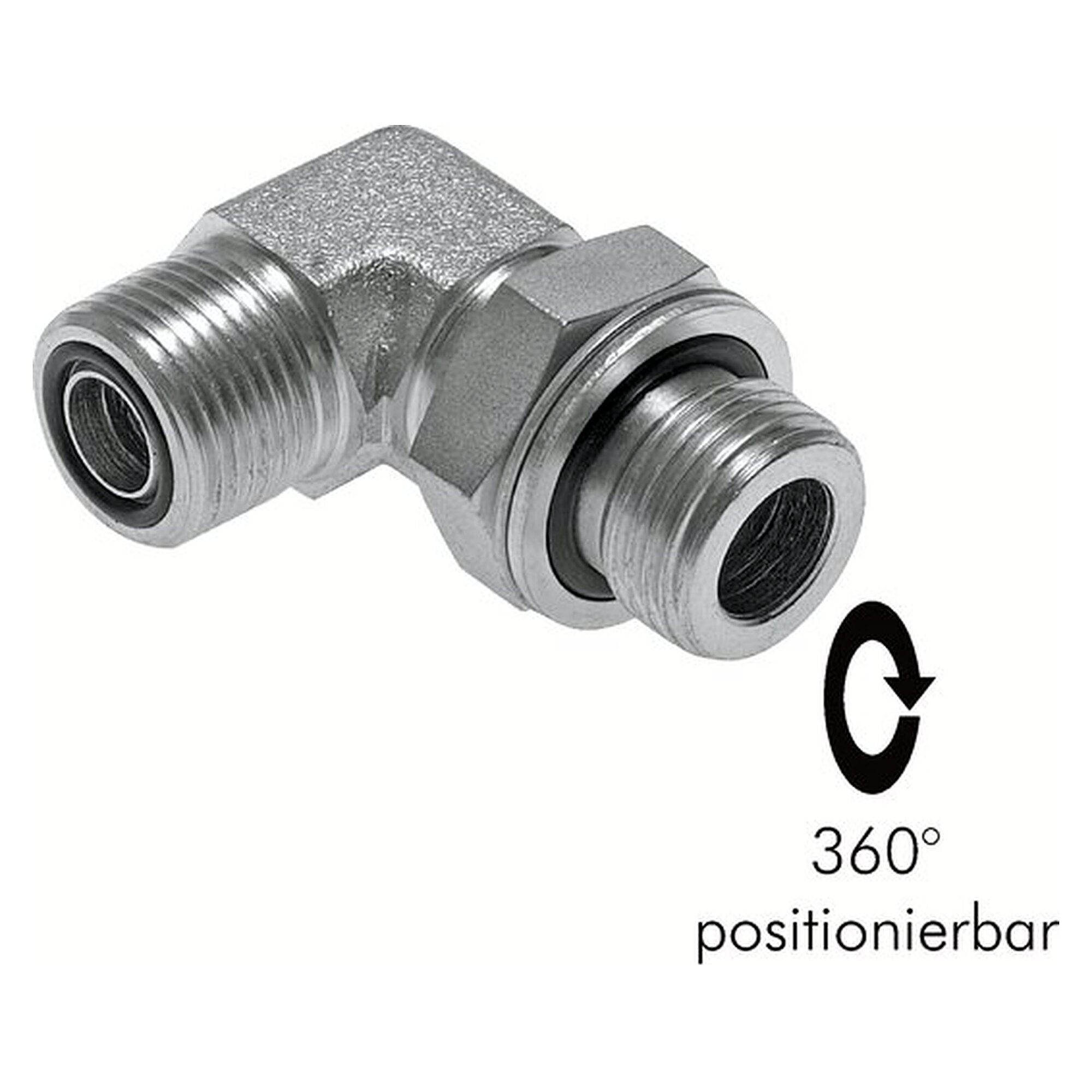 ORFS-Winkeleinschraubverschraubung, Einschraubgewinde G 3/8" auf ORFS außen UN 13/16"-16, PN 400 bar