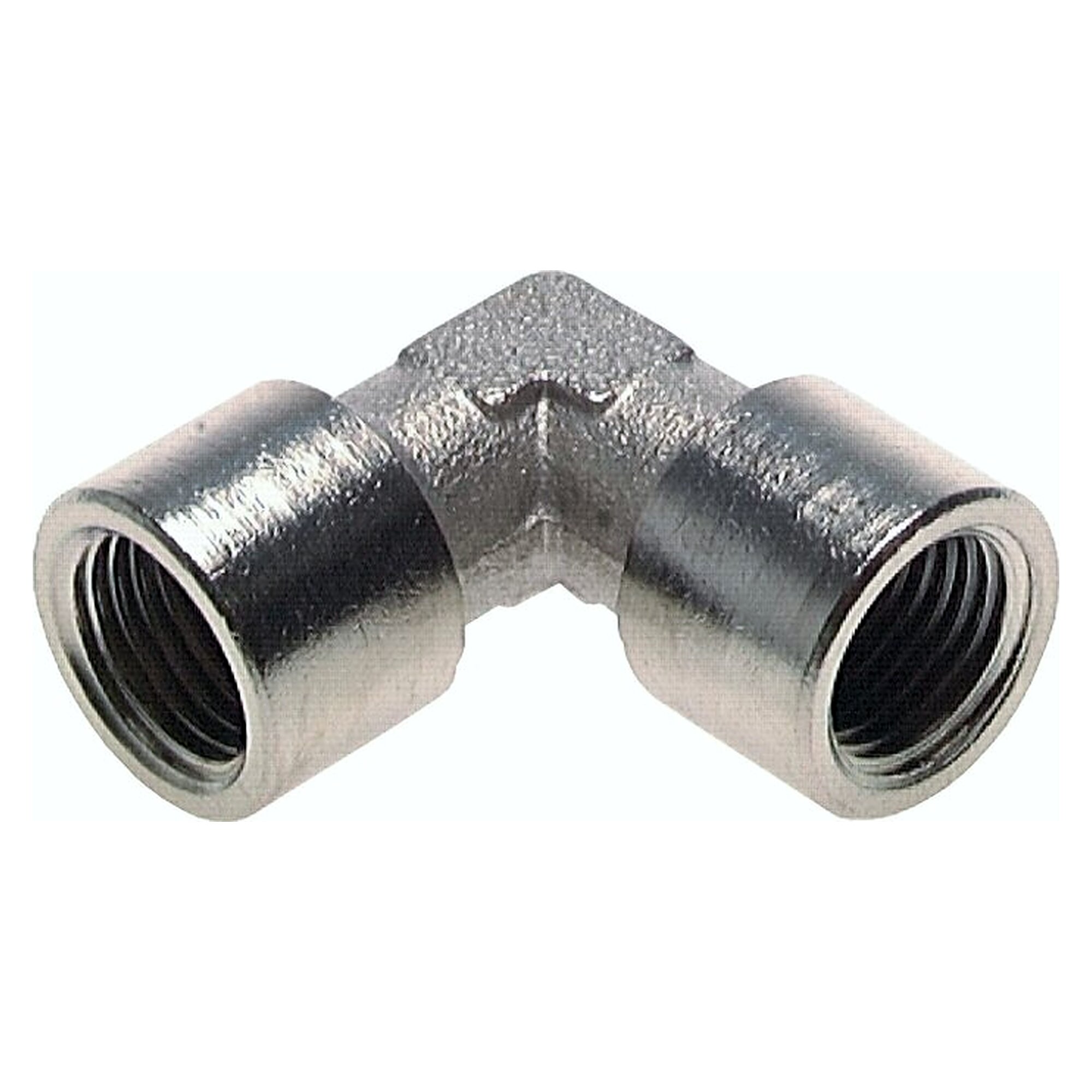 90° elbow, thread G 3/8", PN 16 bar, nickel plated brass, change of direction in pipework