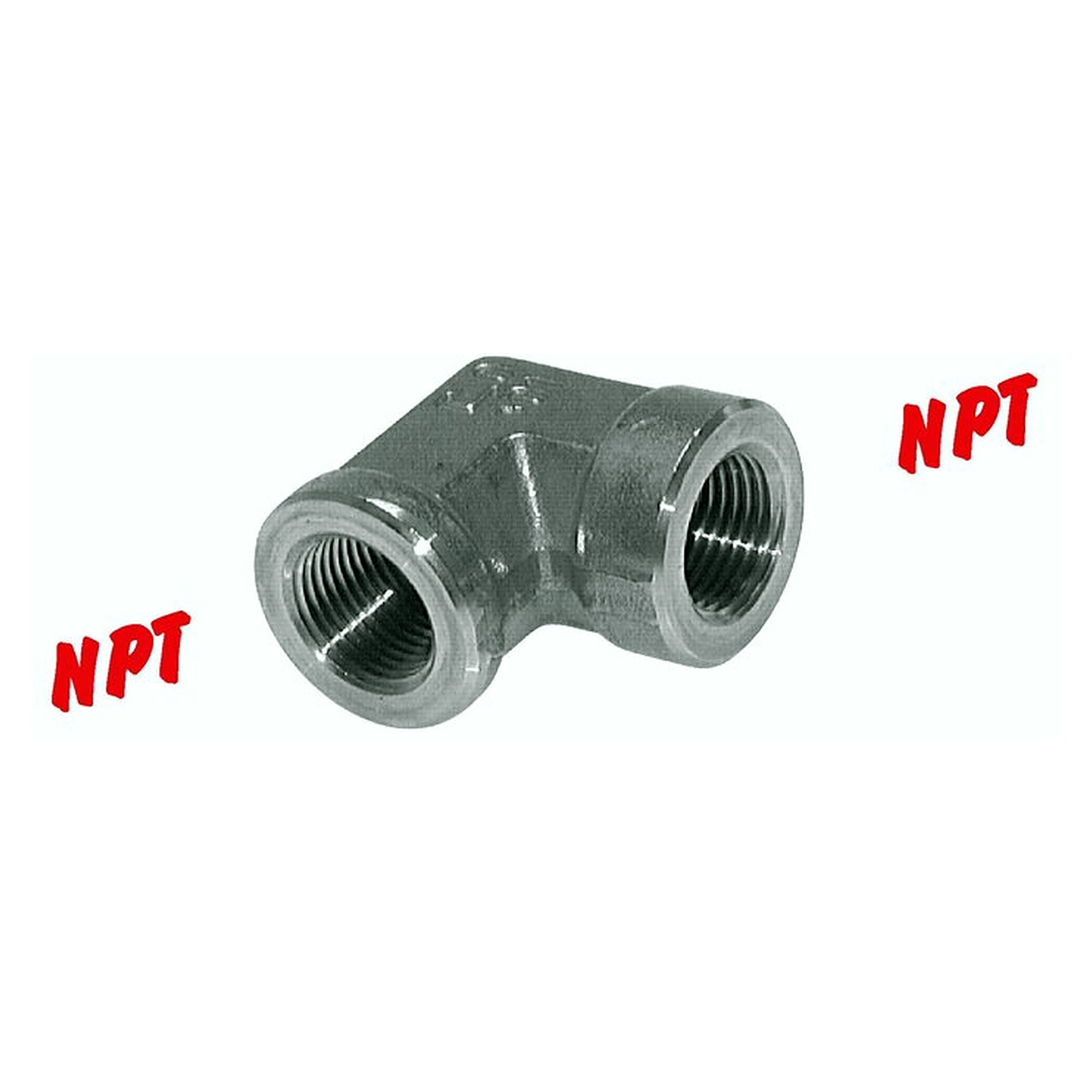 High pressure 90° elbow, thread NPT 1/2", PN 210 bar, V4A stainless steel
