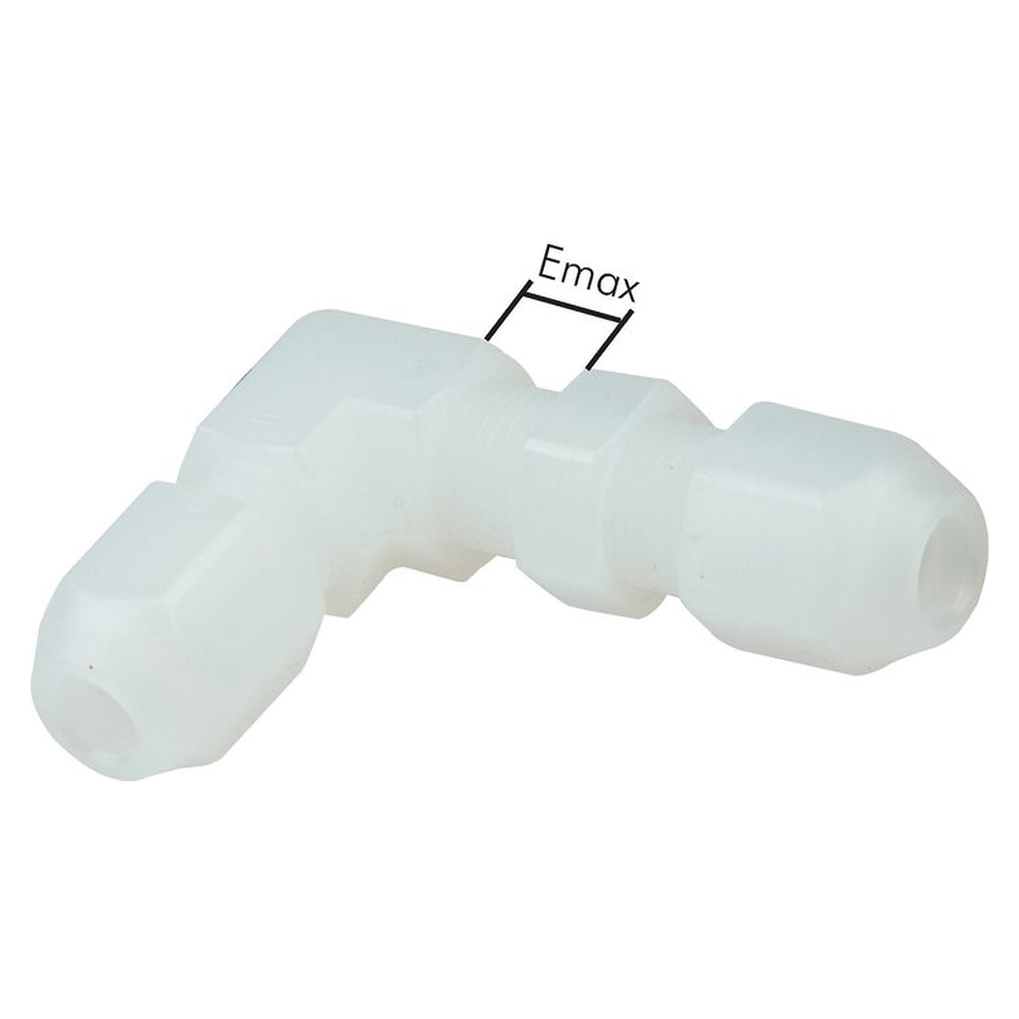 Schottverschraubung, Schottform, Schottgewinde M 16x1, Schlauch 10x8 mm, PVDF, Winkelform