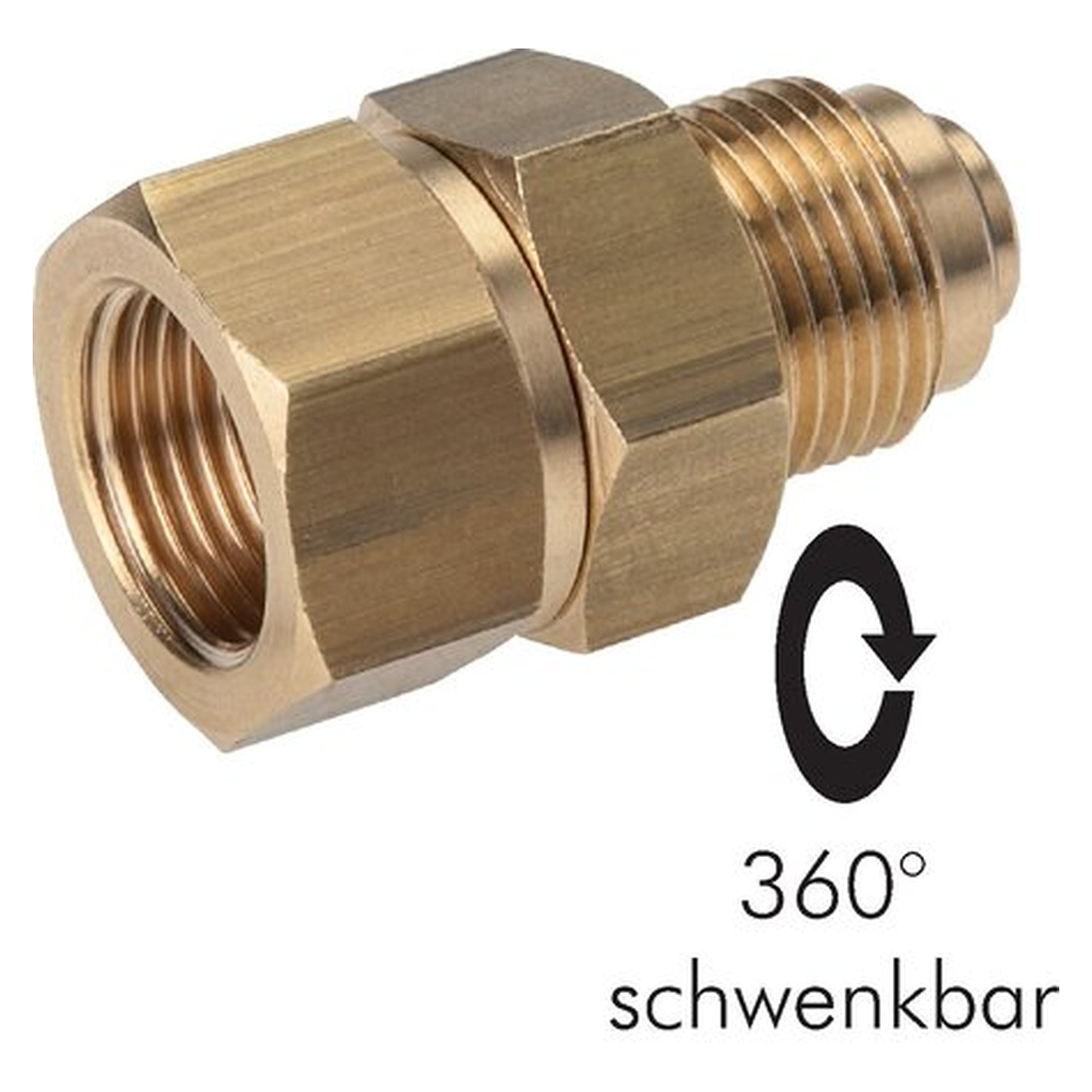 Hot water swivel joint, G 3/8"-G 3/8", brass, PN220, PN 220 bar
