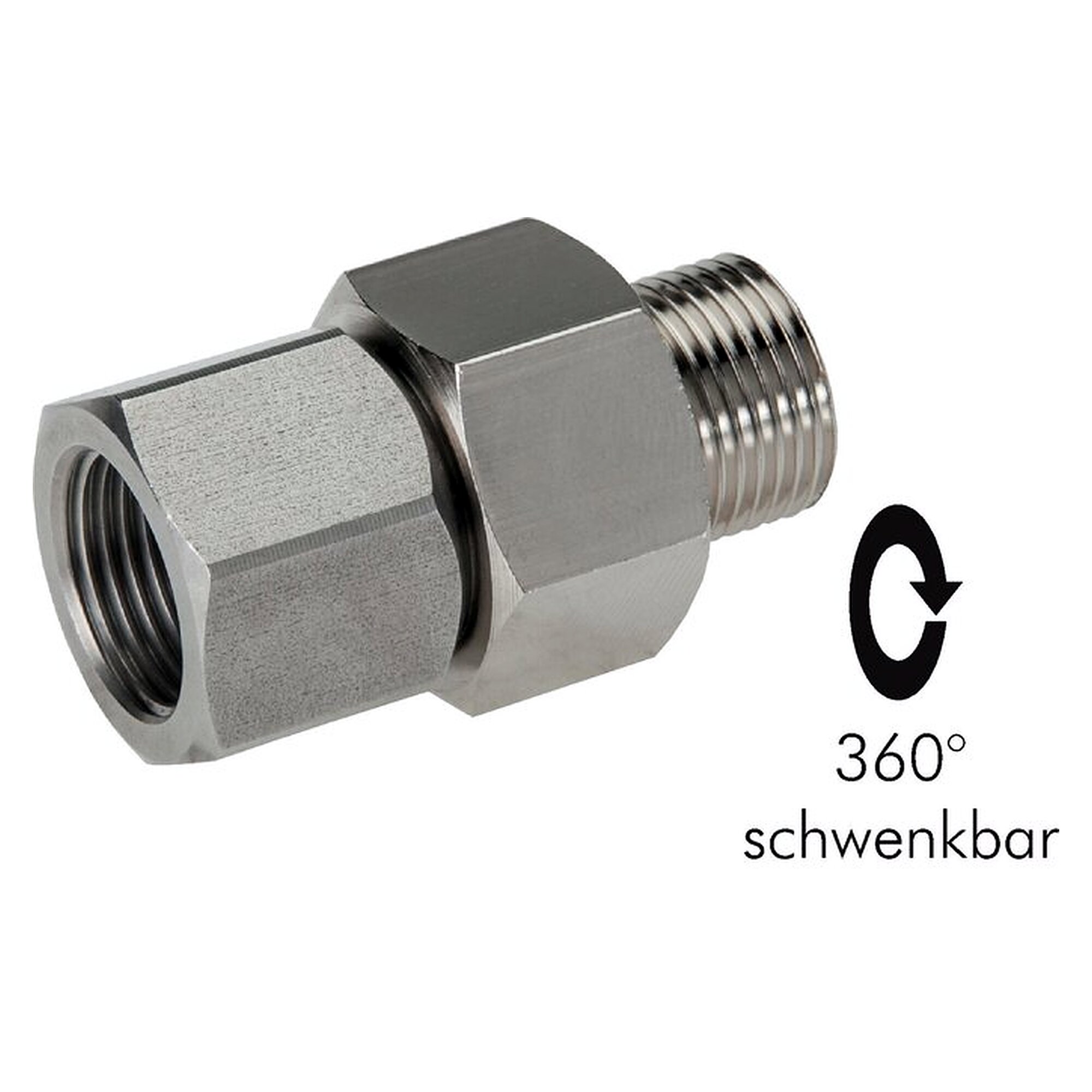 Hot water swivel joint, G 3/8"-G 3/8", nickel-plated brass, PN275