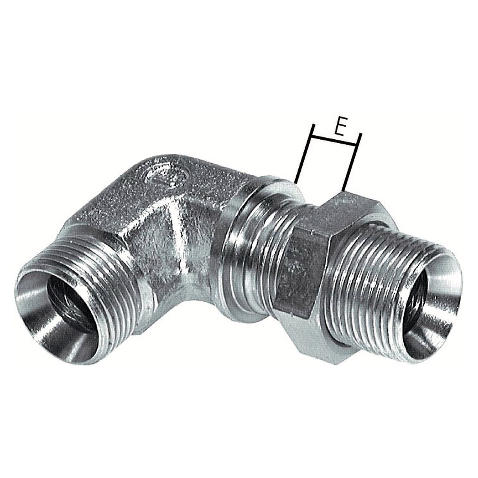 Winkel-Schottnippel, mit 60°-Kegel, Gewinde G 3/4", Emax 31 mm, PN 325 bar, Stahl verzinkt