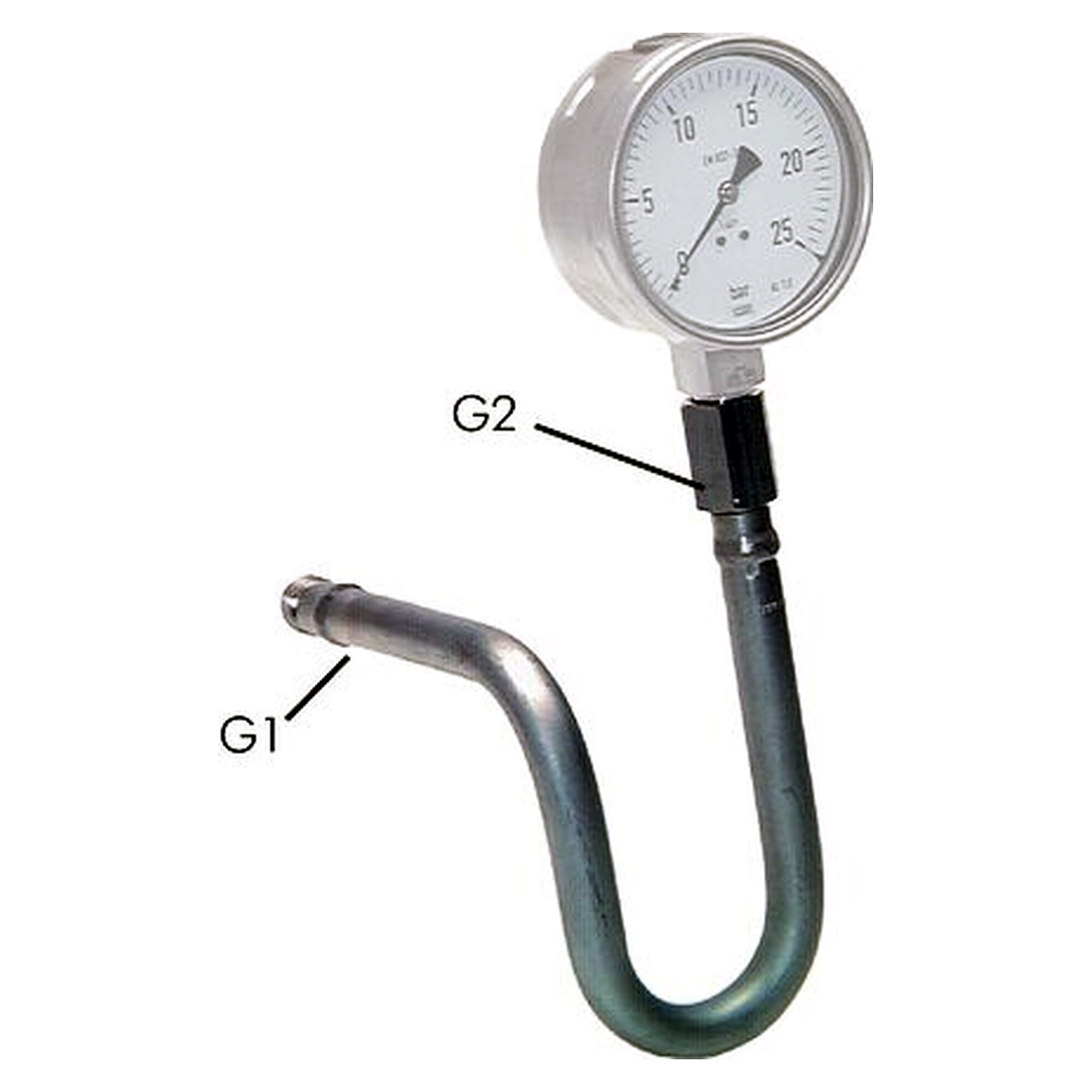 Wassersackrohr, G 1/2", 25 bar, 1.4571, Bauhöhe 170 mm, Baulänge 225 mm, Bauform H