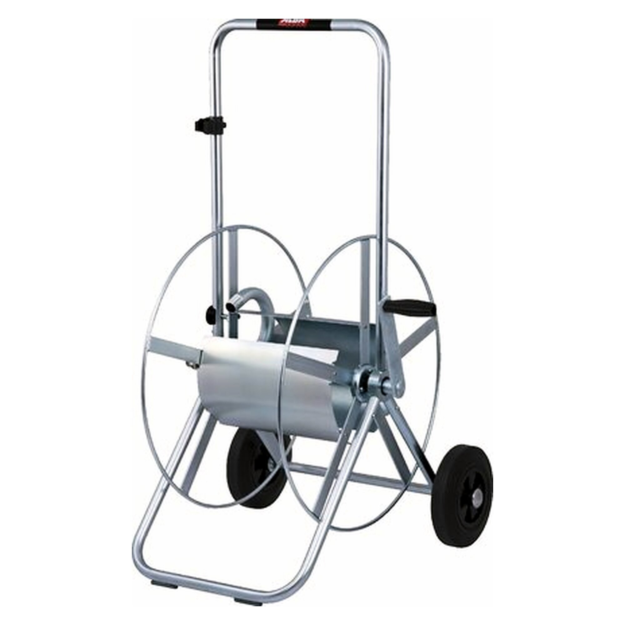 Mobile professional hose cart made of electro-galvanised steel tube with solid rubber wheels
