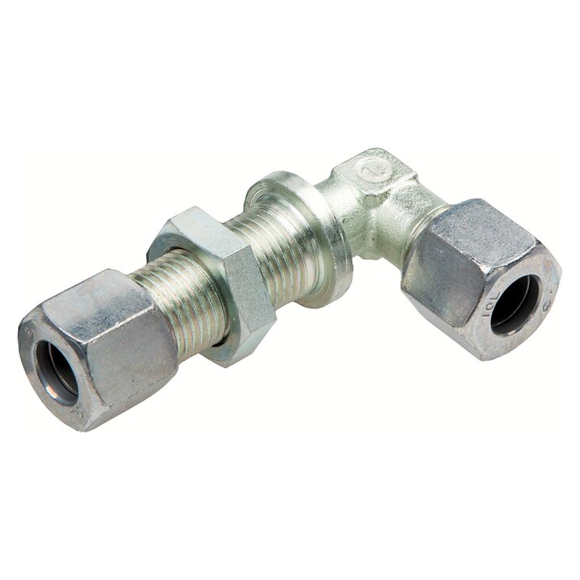 Angle bulkhead coupling 14 S (M22x1.5), M 22x1.5, zinc-plated steel