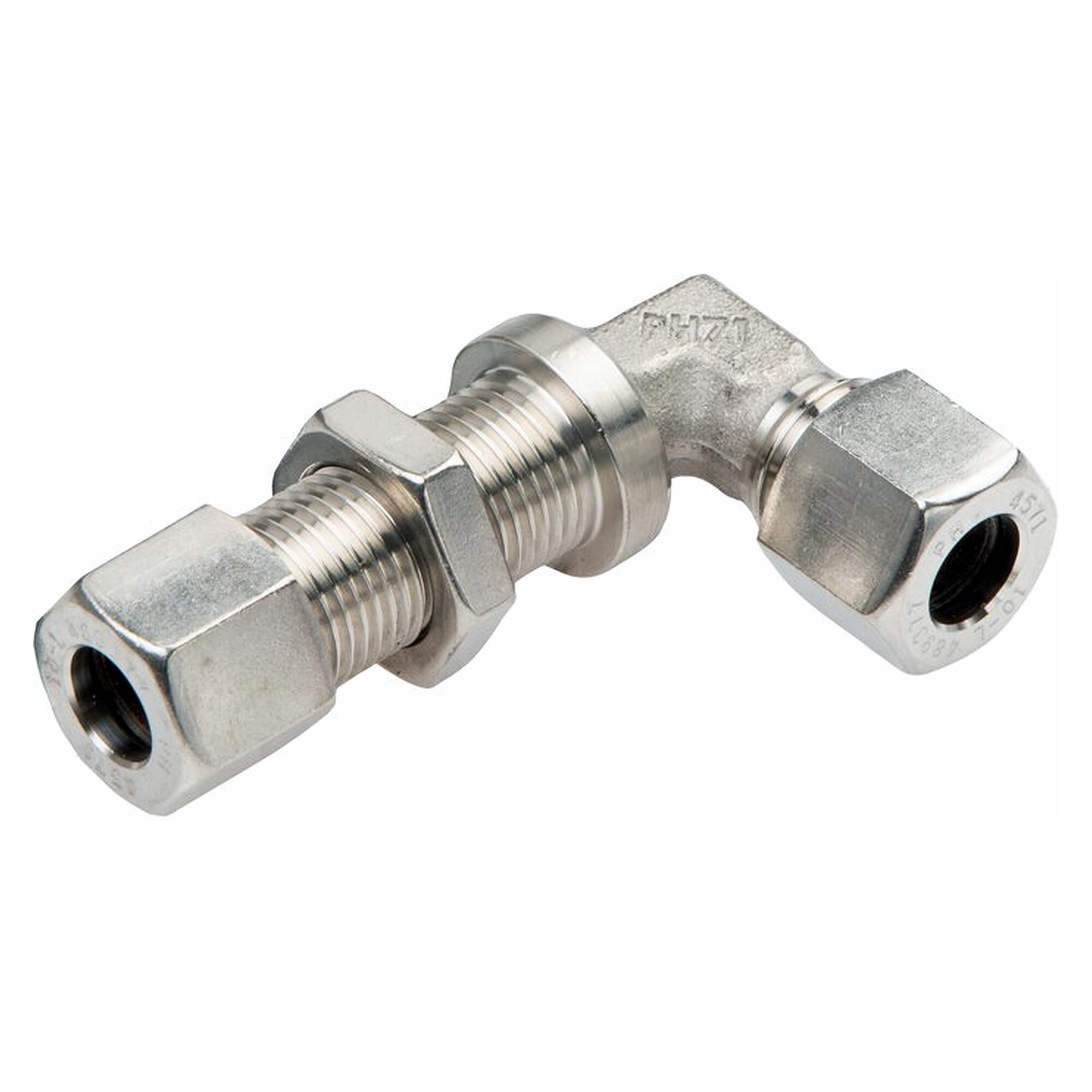 Winkel-Schottverschraubung 8 L (M14x1,5), M 14x1,5, Edelstahl 1.4571