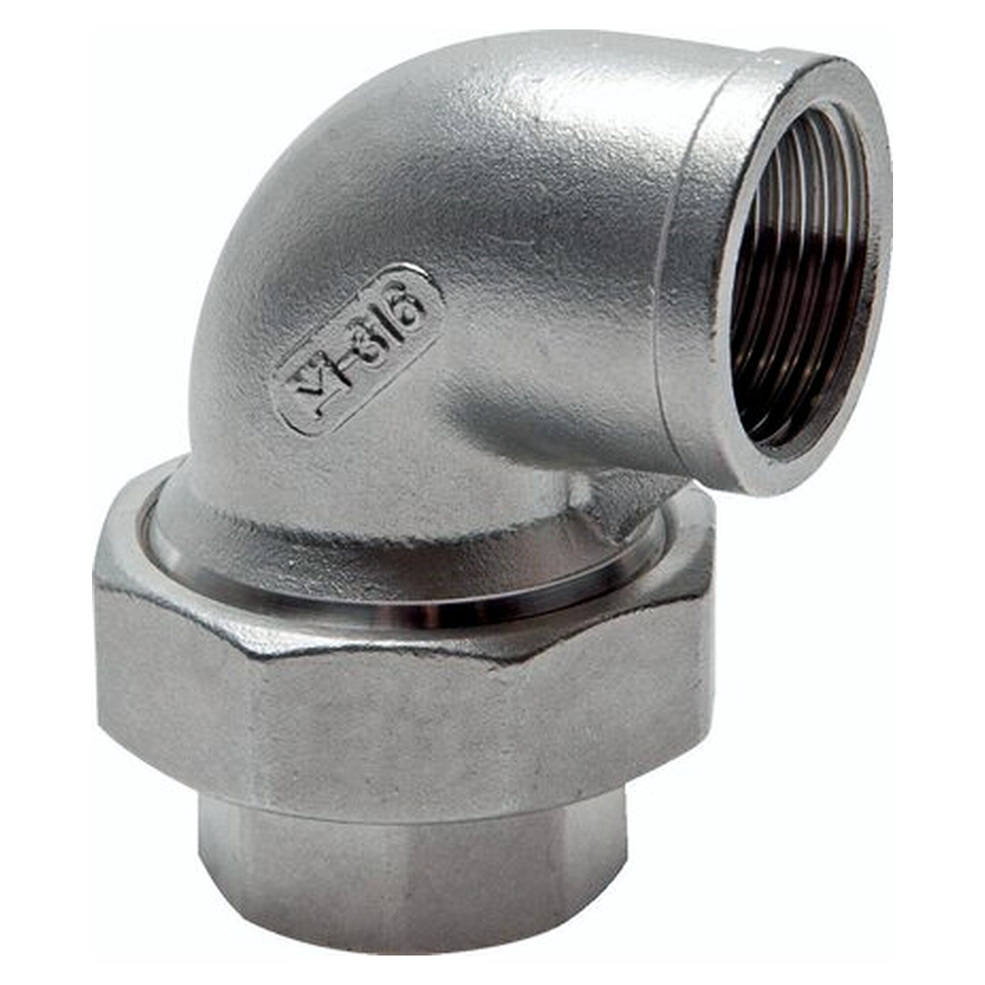 Winkel-Verschraubung, flach dichtend, Gewinde Rp 3/8", PN 16 bar, Edelstahl 1.4408