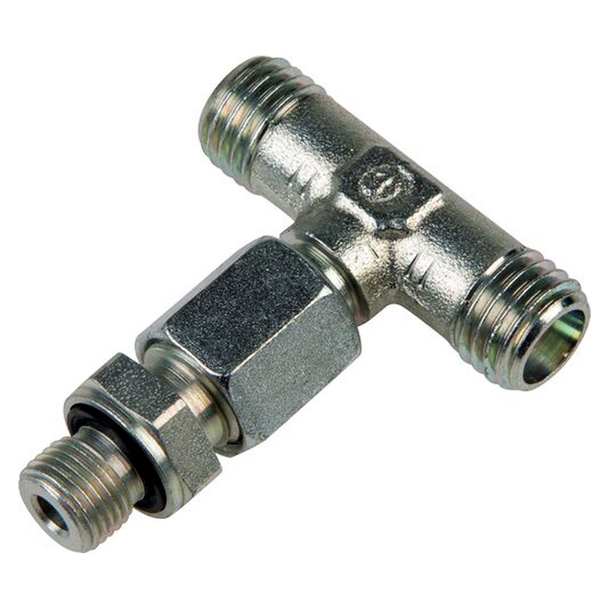 Male stud branch tee, G 1/4", 8 L (M14x1,5), zinc-plated steel, no nut or cutting ring