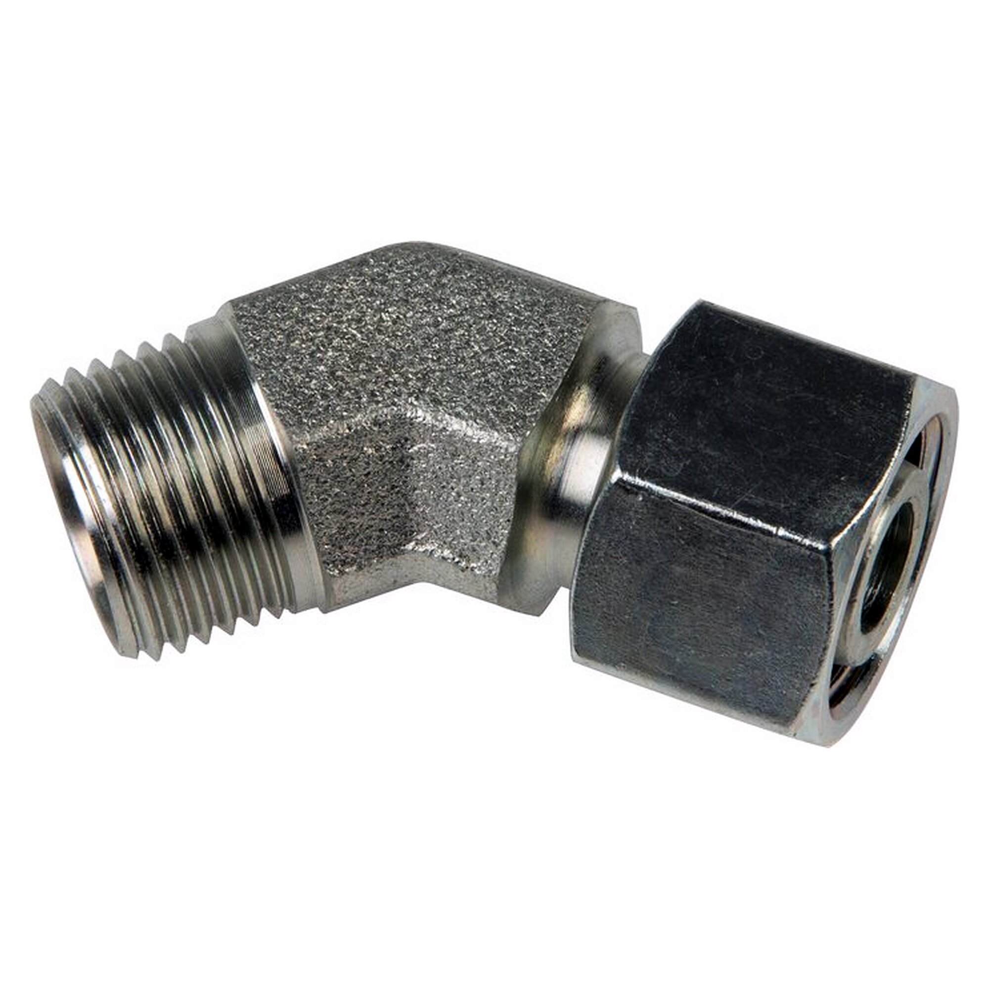 Adjustable 45° connector, tube 35 L, zinc-plated steel, no nut or ring
