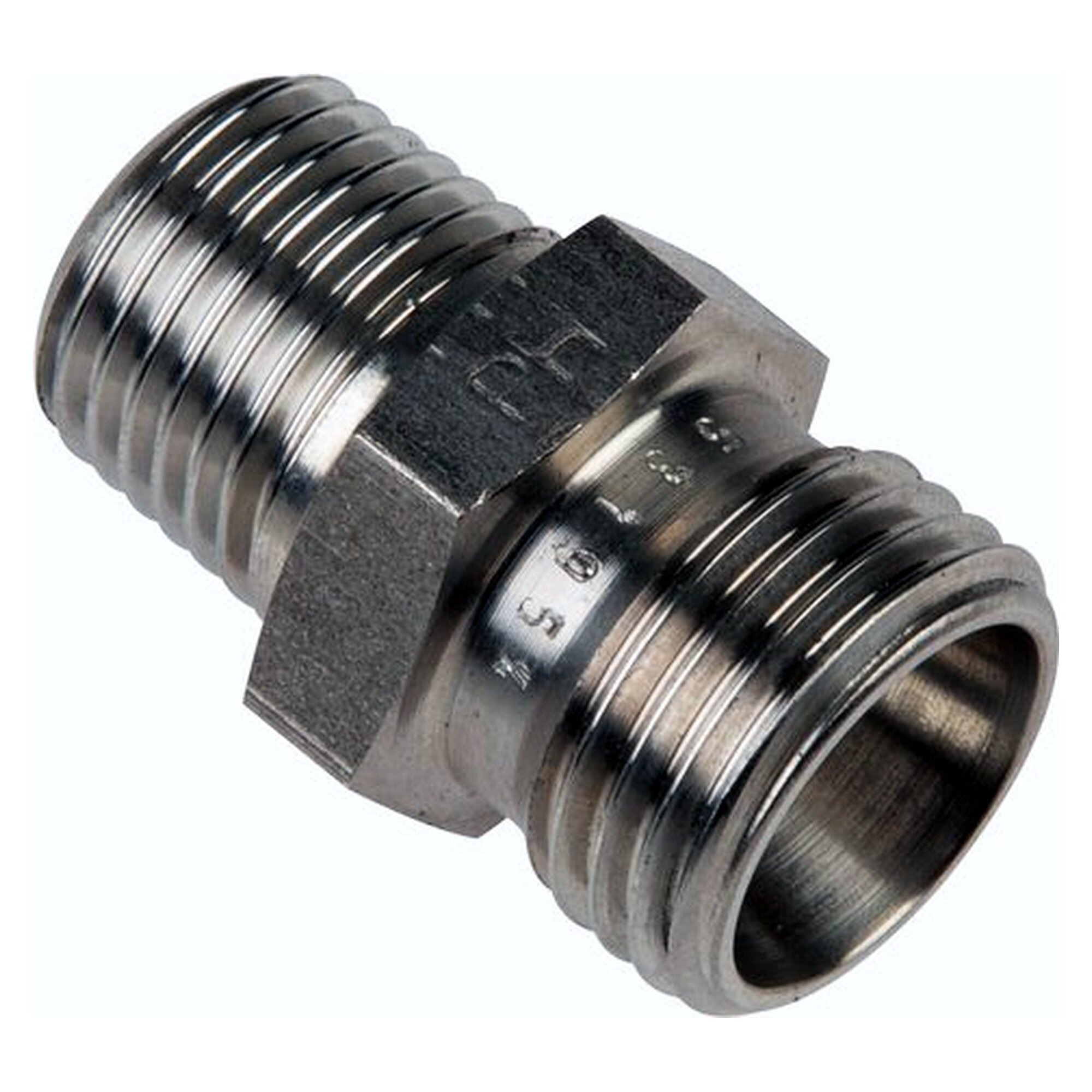 Straight male stud coupling, R 1/4", 8 L (M14x1,5), stainless steel 1.4571, no nut or cutting ring